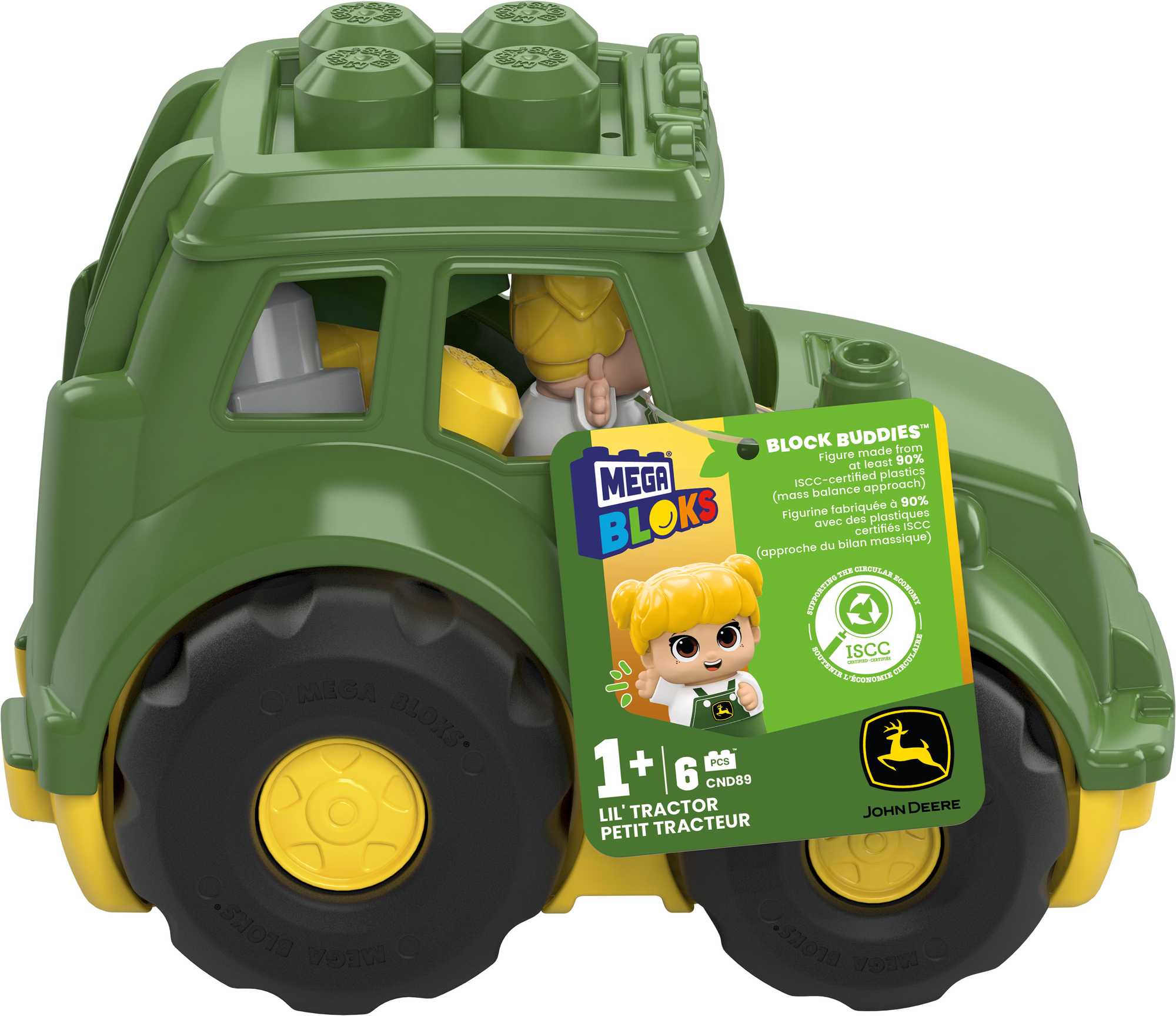 MEGA BLOKS John Deere Building Toy Blocks Litractor (6 Pieces) For Toddler - Image 6