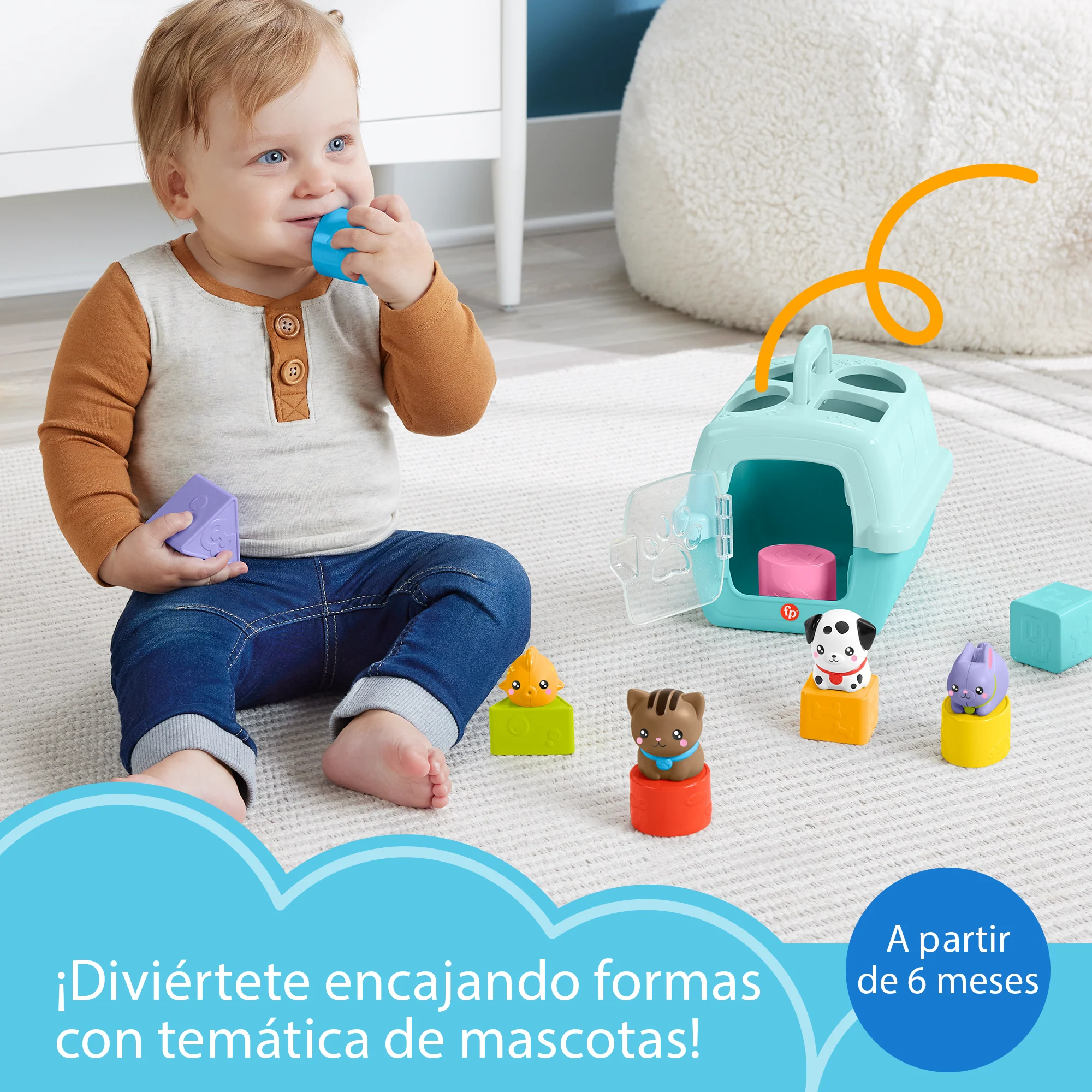 Juguete Para Clasificar Formas Transportín Clasifica Y Guarda De Fp Pets De Fisher-Price Para Bebés Y Niños Y Niñas Pequeños, 8 Bloques - Image 2