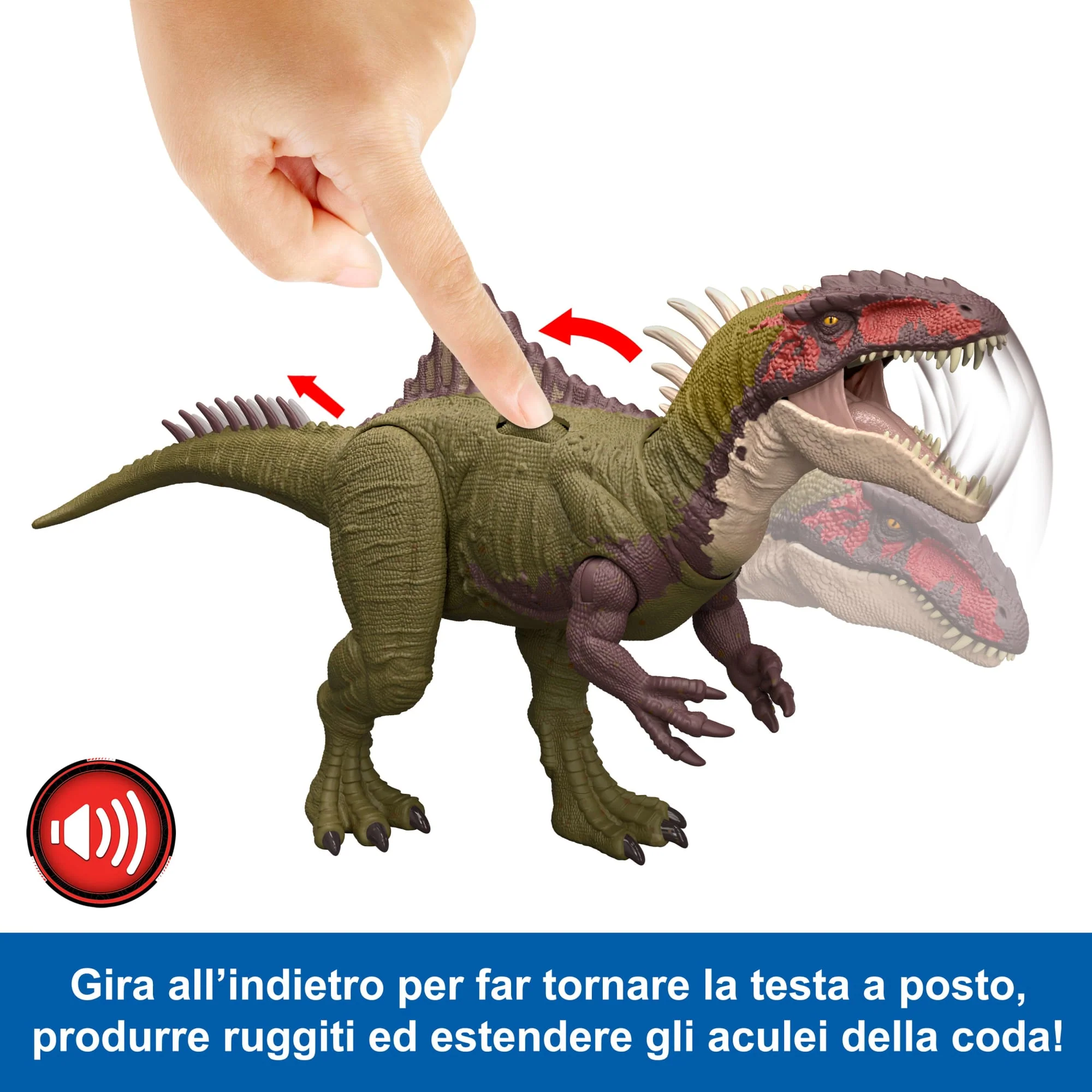 Jurassic World Battaglie Ruggenti Becklespinax Action Figure Dinosauro, Colpo Furioso - Image 5