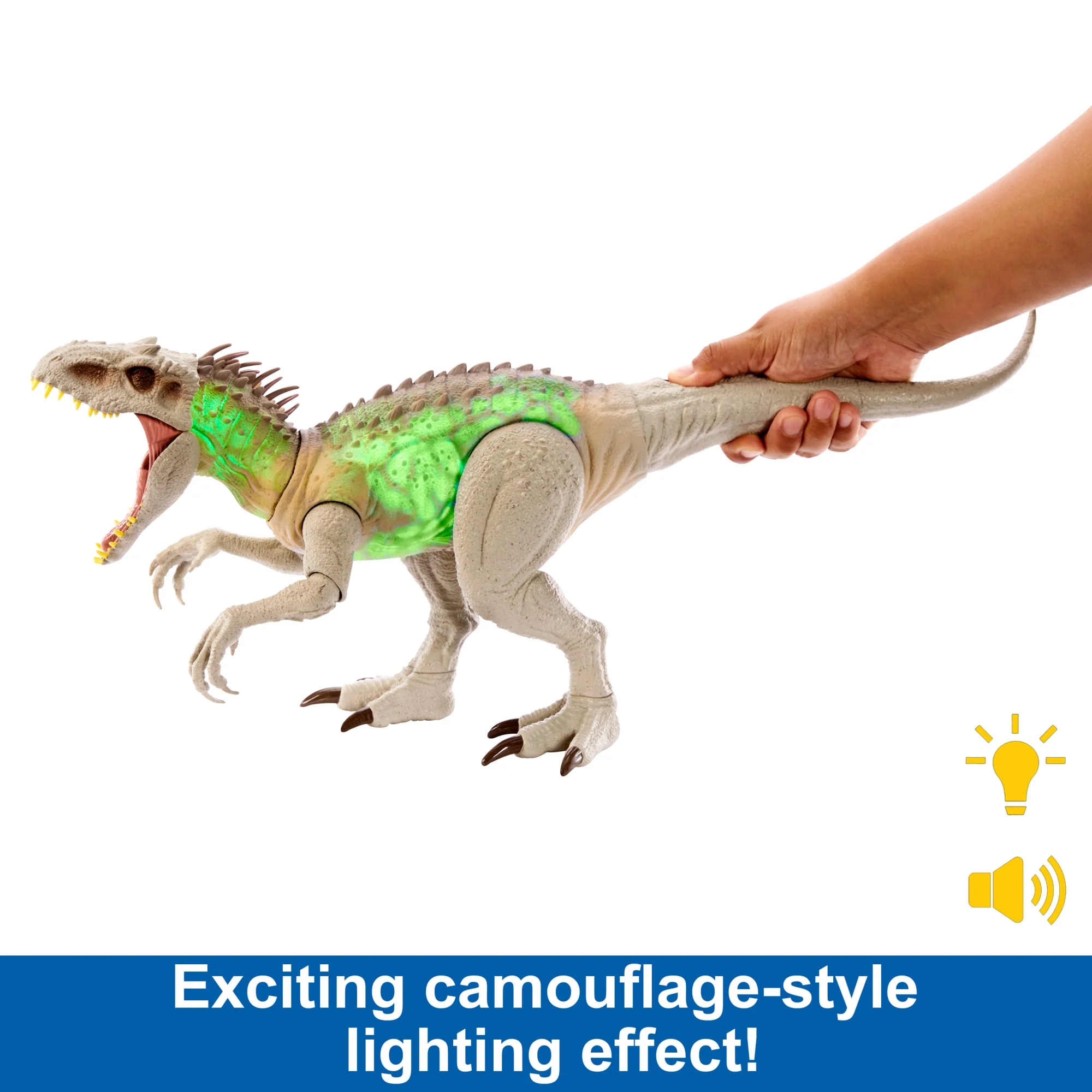 Jurassic World Camouflage 'n Battle Indominus Rex Action Figure Toy With Lights, Sound & Motion - Image 3