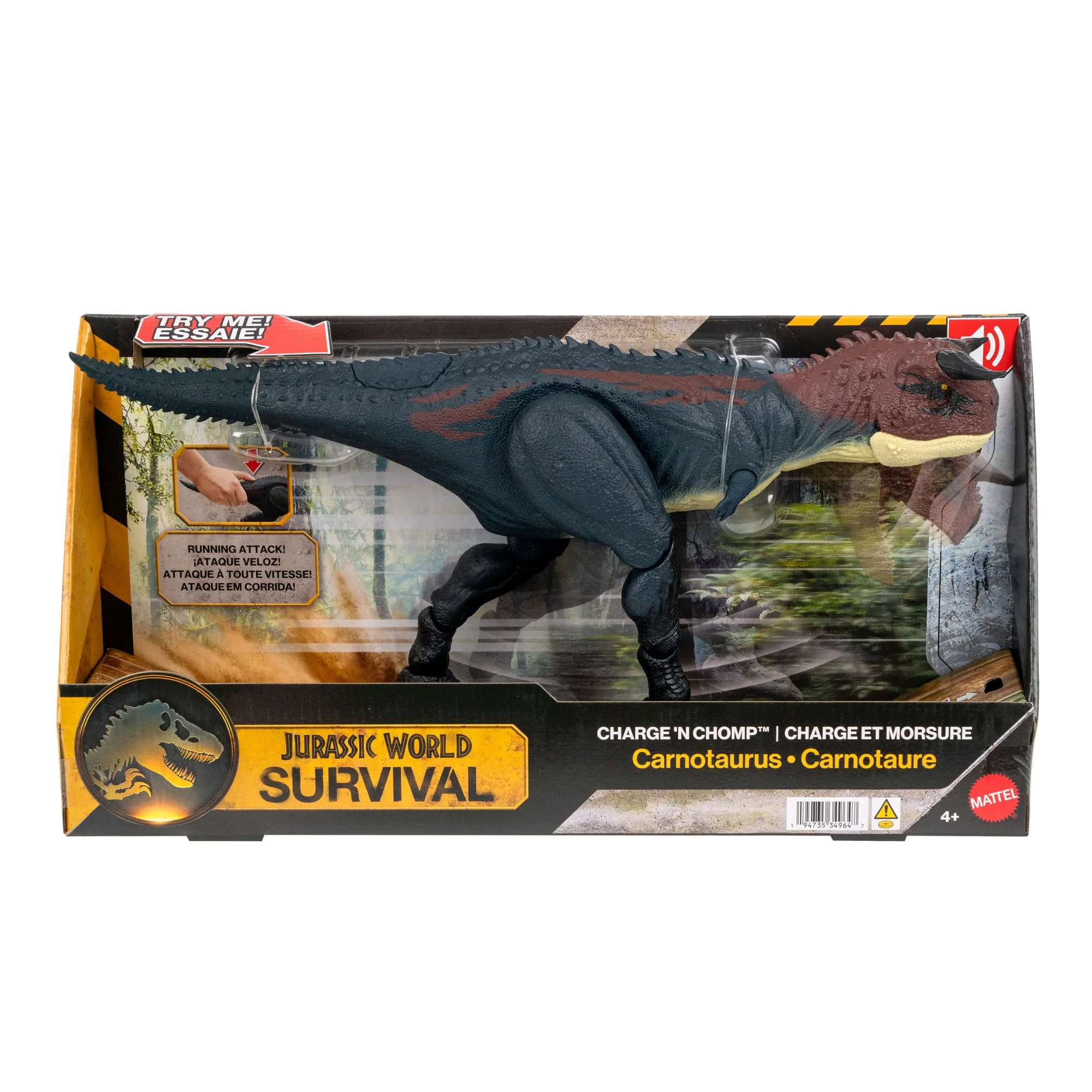 Jurassic World Charge N Chomp Carnotaurus Running Roaring Dinosaur Action Figure, Digital Play - Image 6