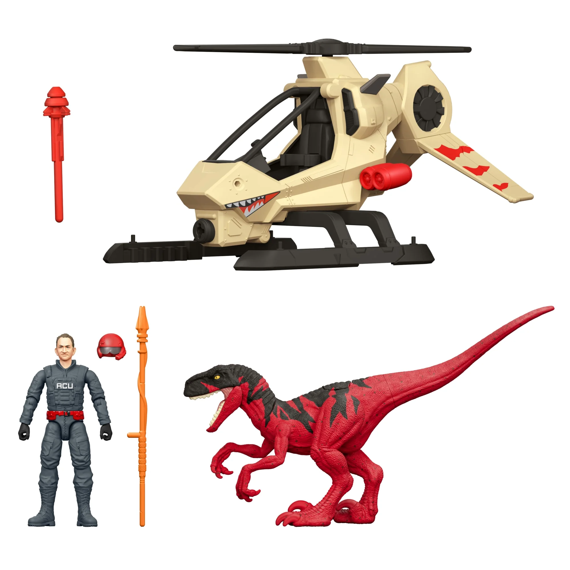 Pack Persecución En Helicóptero De La Colección Legacy Reimagined De Jurassic World Con Helicóptero, Atrocirráptor Y Piloto - Image 5