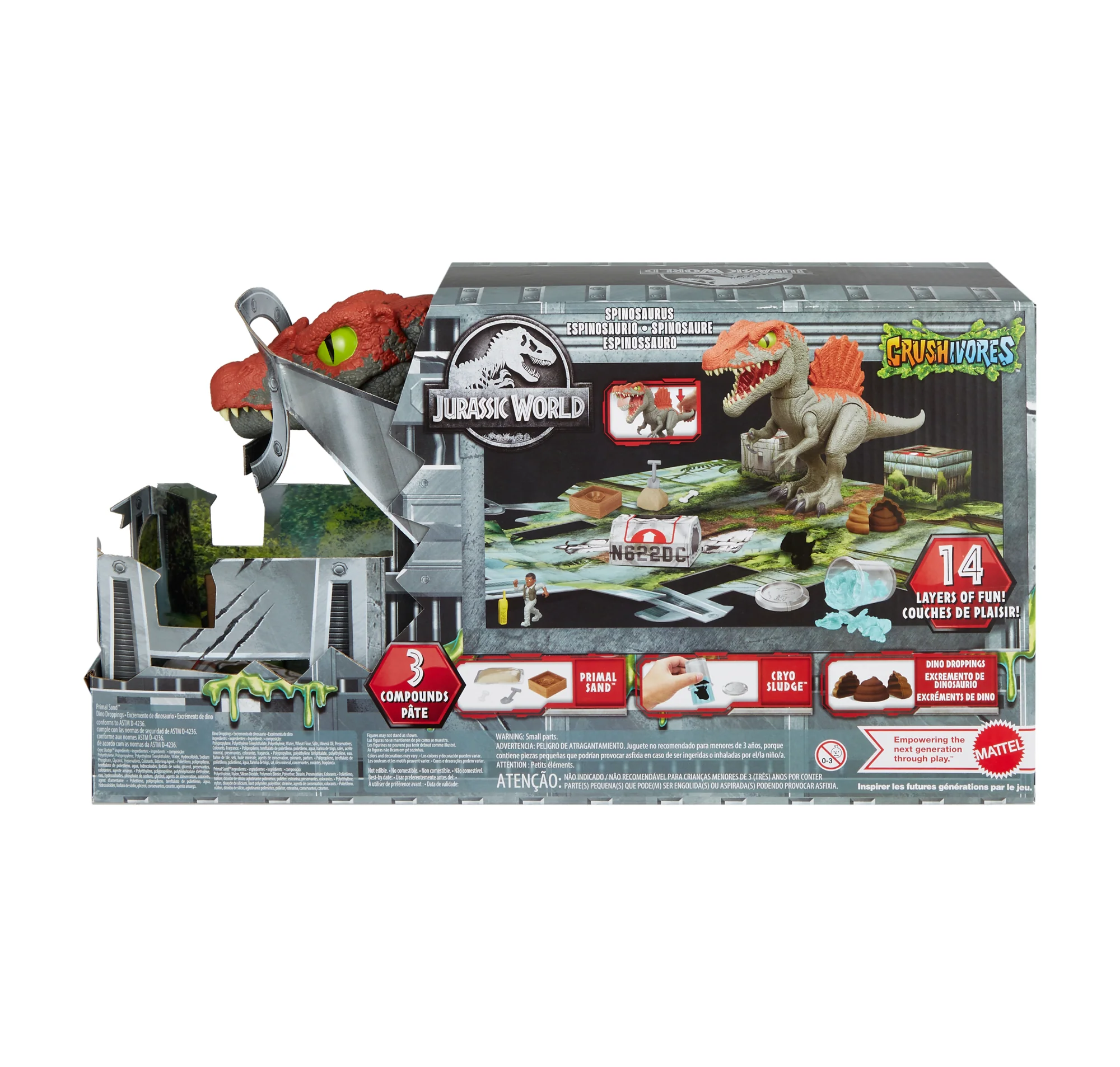 Jurassic World Crushivores Spinosaurus Cage Crasher Dinosaur Action Figure Unboxing Toy & Compounds - Image 6