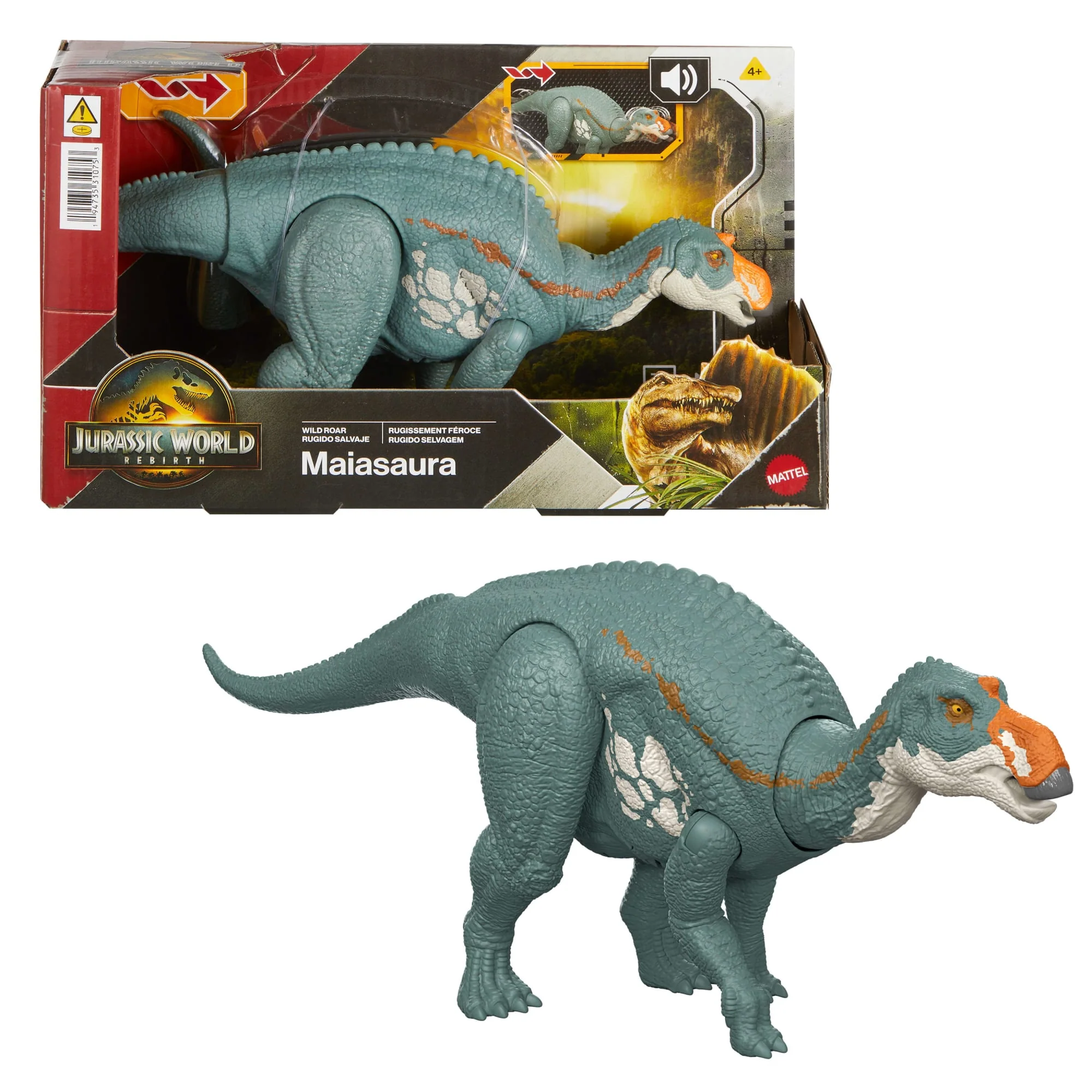 Jurassic World: Die Wiedergeburt Wild Roar Maiasaura Dinosaurierspielzeug Mit Schwanzgesteuertem Beiß-Angriff Und Brüllgeräusch