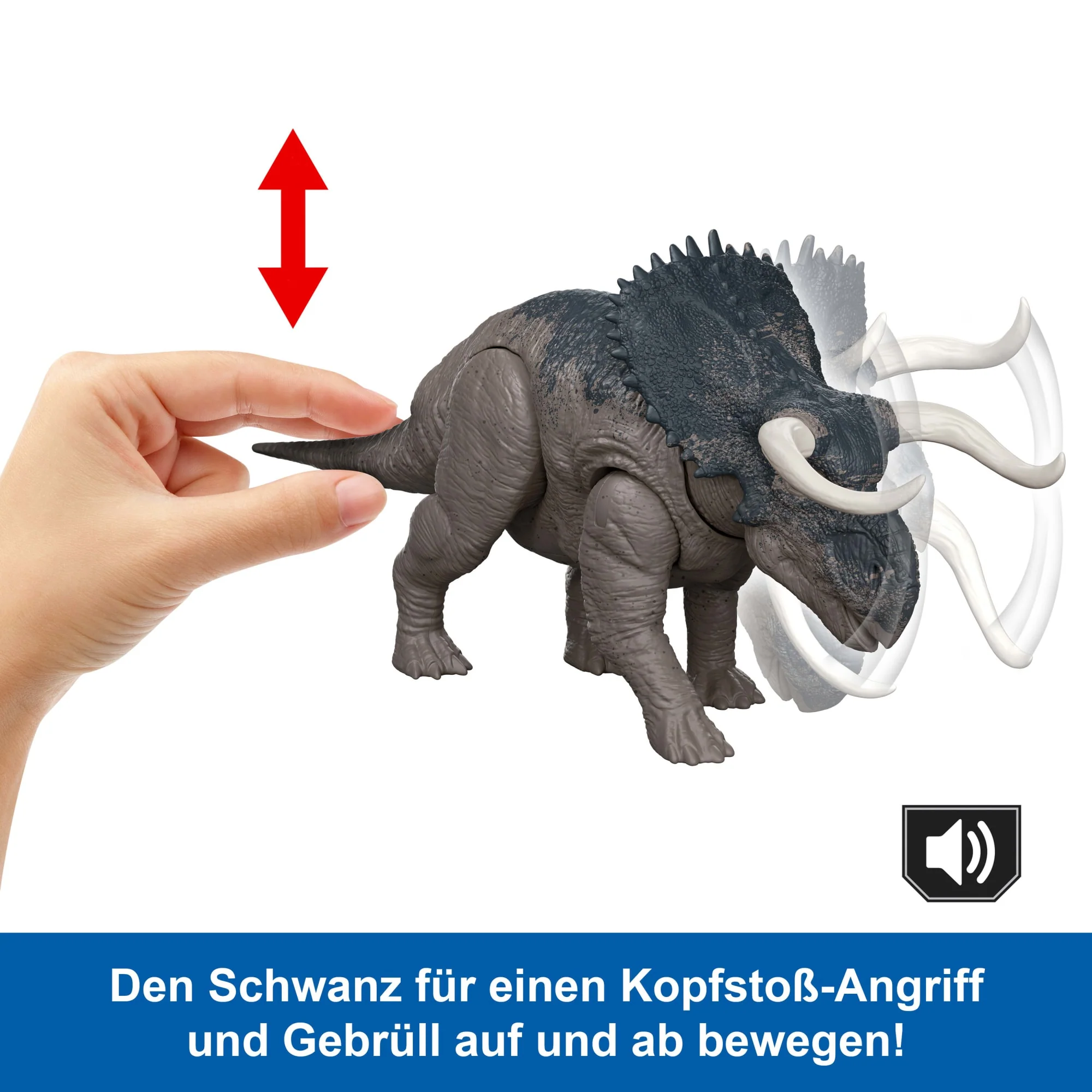 Jurassic World: Die Wiedergeburt Wild Roar Nasutoceratops Dinosaurierspielzeug Mit Schwanzgesteuertem Beiß-Angriff Und Brüllgeräusch - Image 3
