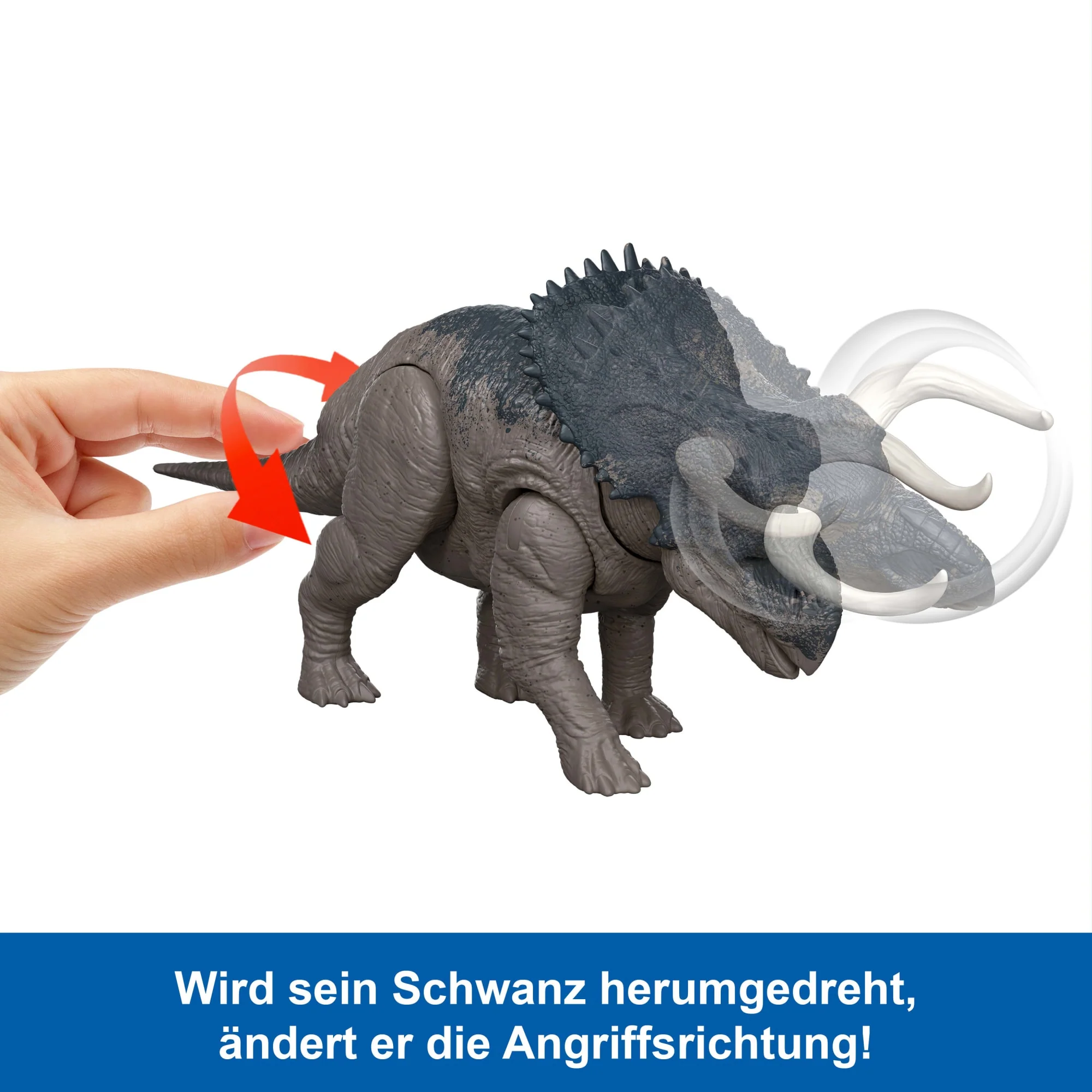 Jurassic World: Die Wiedergeburt Wild Roar Nasutoceratops Dinosaurierspielzeug Mit Schwanzgesteuertem Beiß-Angriff Und Brüllgeräusch - Image 4