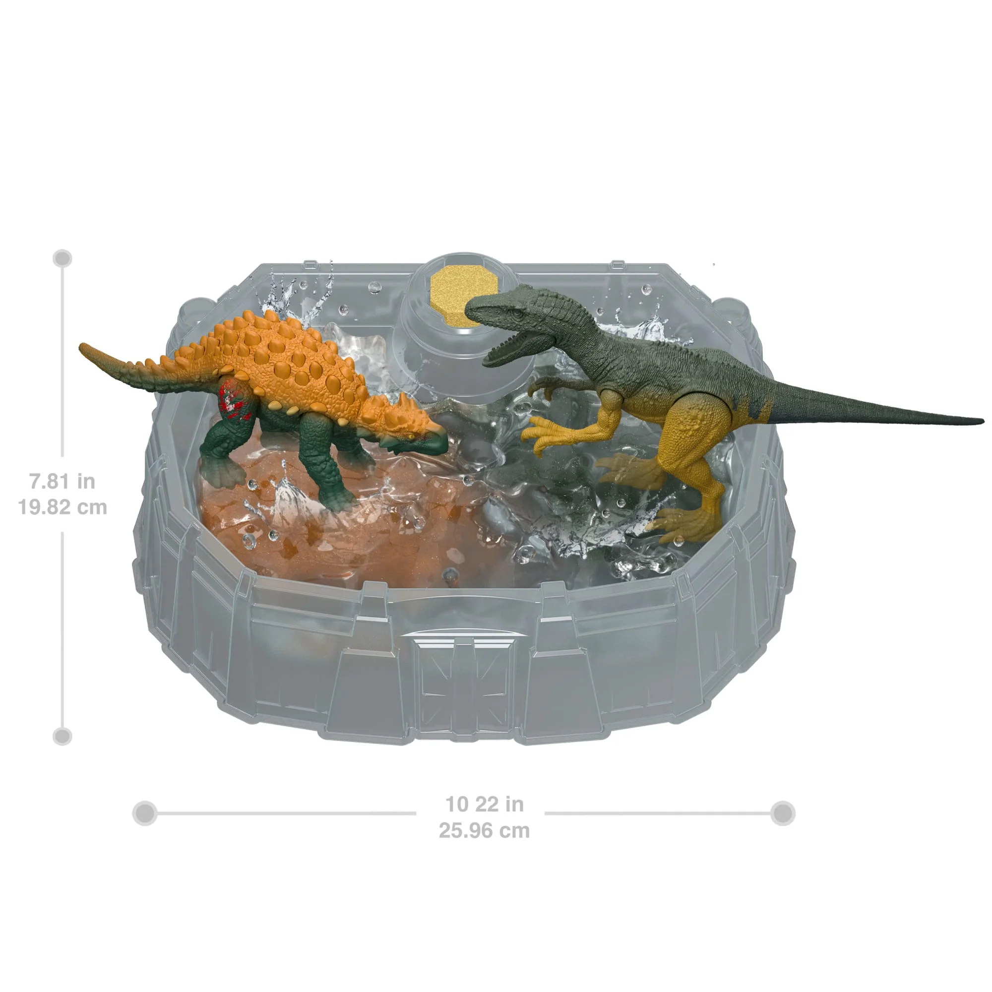 2 Dinosaurios De Juguete Dino Reveal De Jurassic World Con Un Campo De Batalla, La Decoración Cambia Con Agua Tibia - Image 3