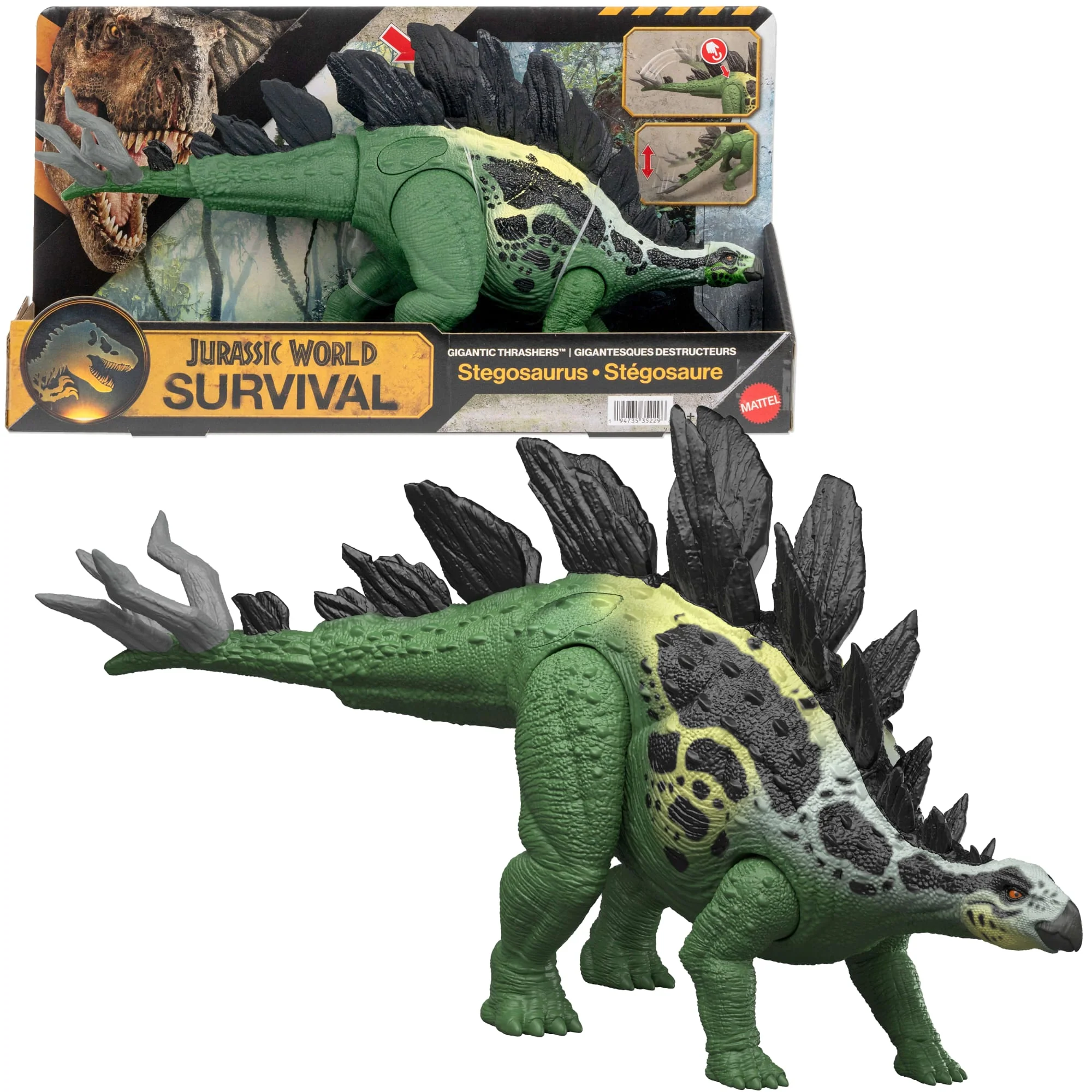 Jurassic World Gigantic Thrashers Stegosaurus Dinosaurier-Actionfigur, 2 Angriffe Und Evolutionsfunktion