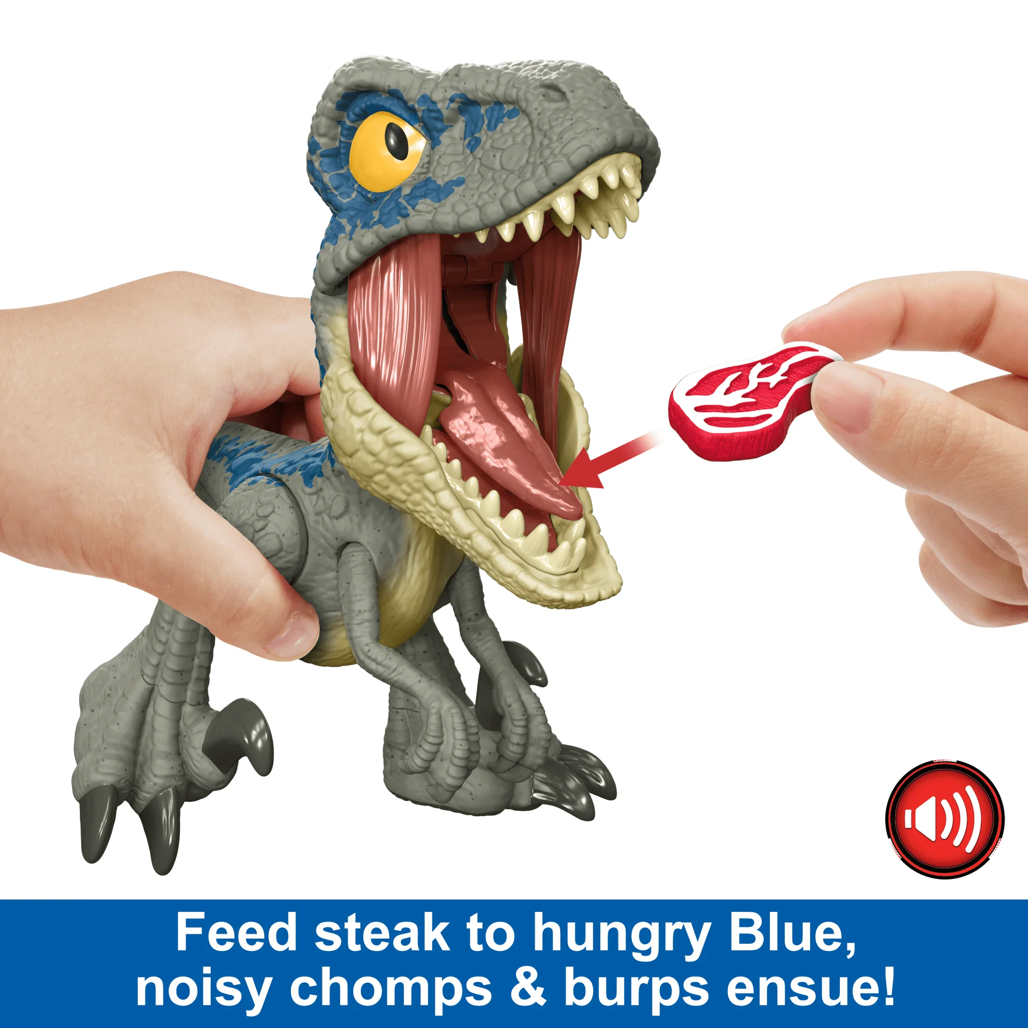 Jurassic World MEGA Roar Blue Velociraptor Dinosaur Toy With Sound & Stretchable Jaw - Image 4