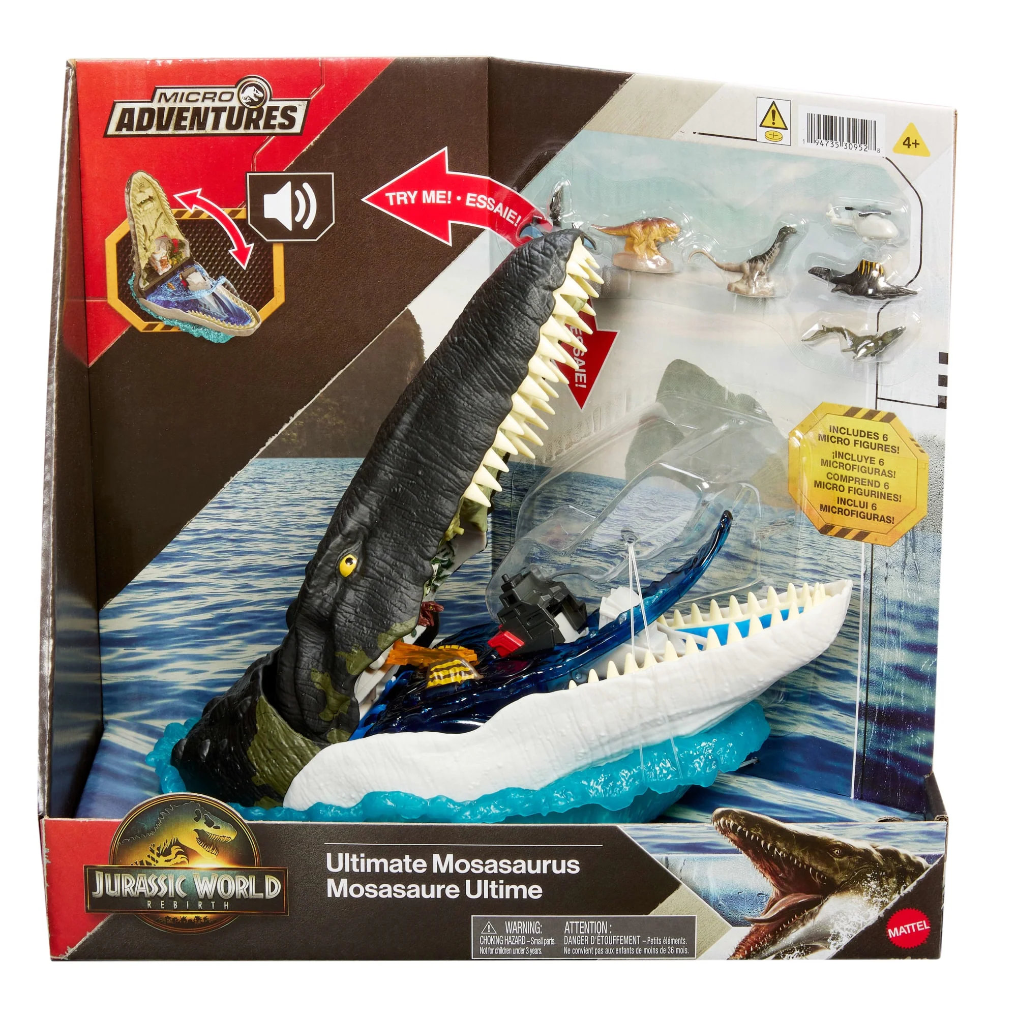 Jurassic World Rebirth Deluxe Mosasaurus Oyun Seti, 7 Interaktif Özellik, 7 Ses Efekti Ve 6 Mikro Figür - Image 6