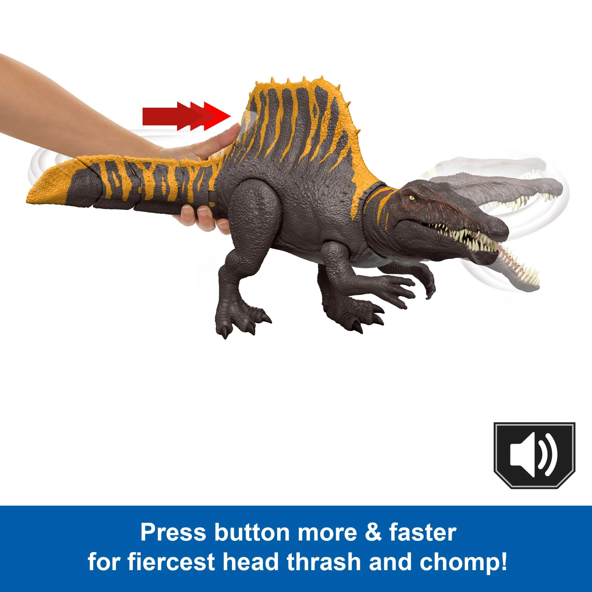 Jurassic World Rebirth Tail Thrasher Spinosaurus Action Figure, Dinosaur Toy With 2 Attack Moves - Image 3