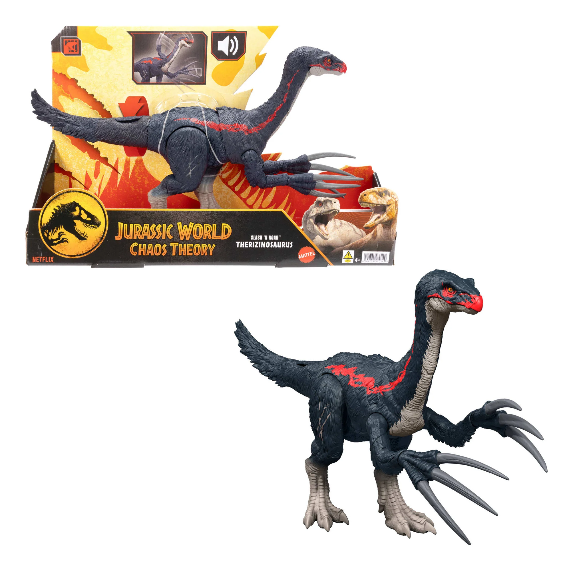 Jurassic World Sla En Brul Therizinosaurus, Dinosaurusfiguur, Speelgoed Met Aanvalsfunctie En Geluiden, Chaos Theory
