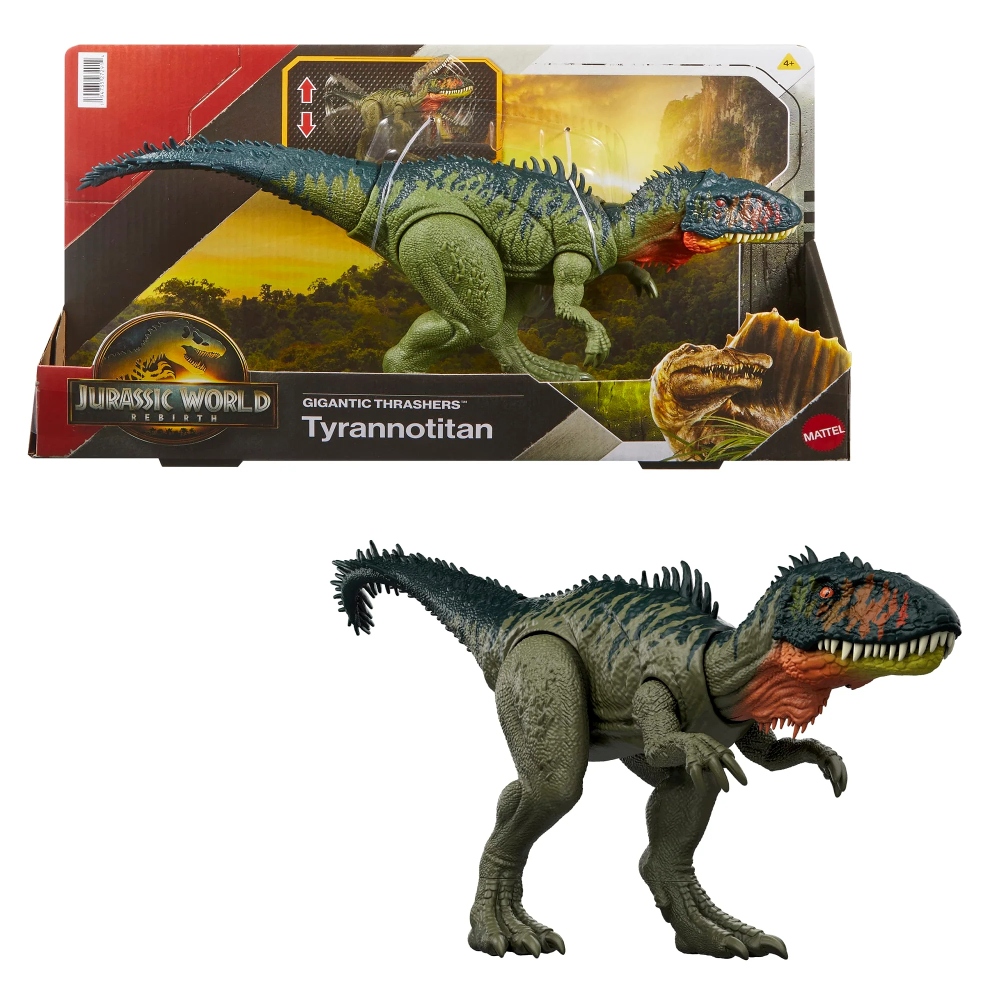 Jurassic World Méga Prédateurs Tyrannotitan Figurine De Dinosaure Avec 2 Coups Dévastateurs Activés Grâce À Sa Queue, Jeu Numérique