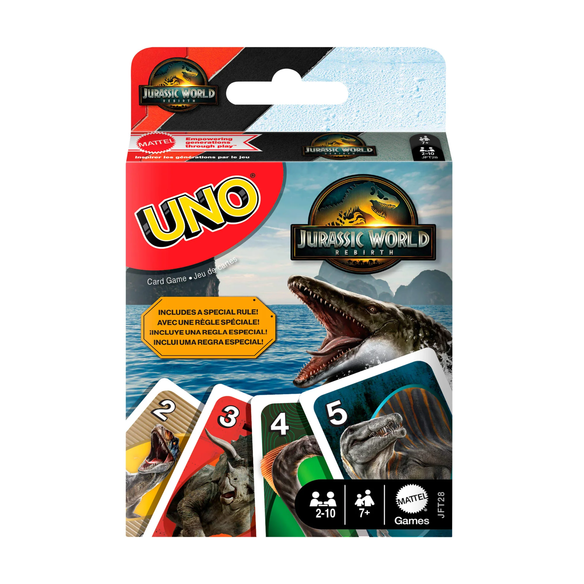Karty UNO Jurassic World Odrodzenie Towarzyska i rodzinna gra karciana 7+