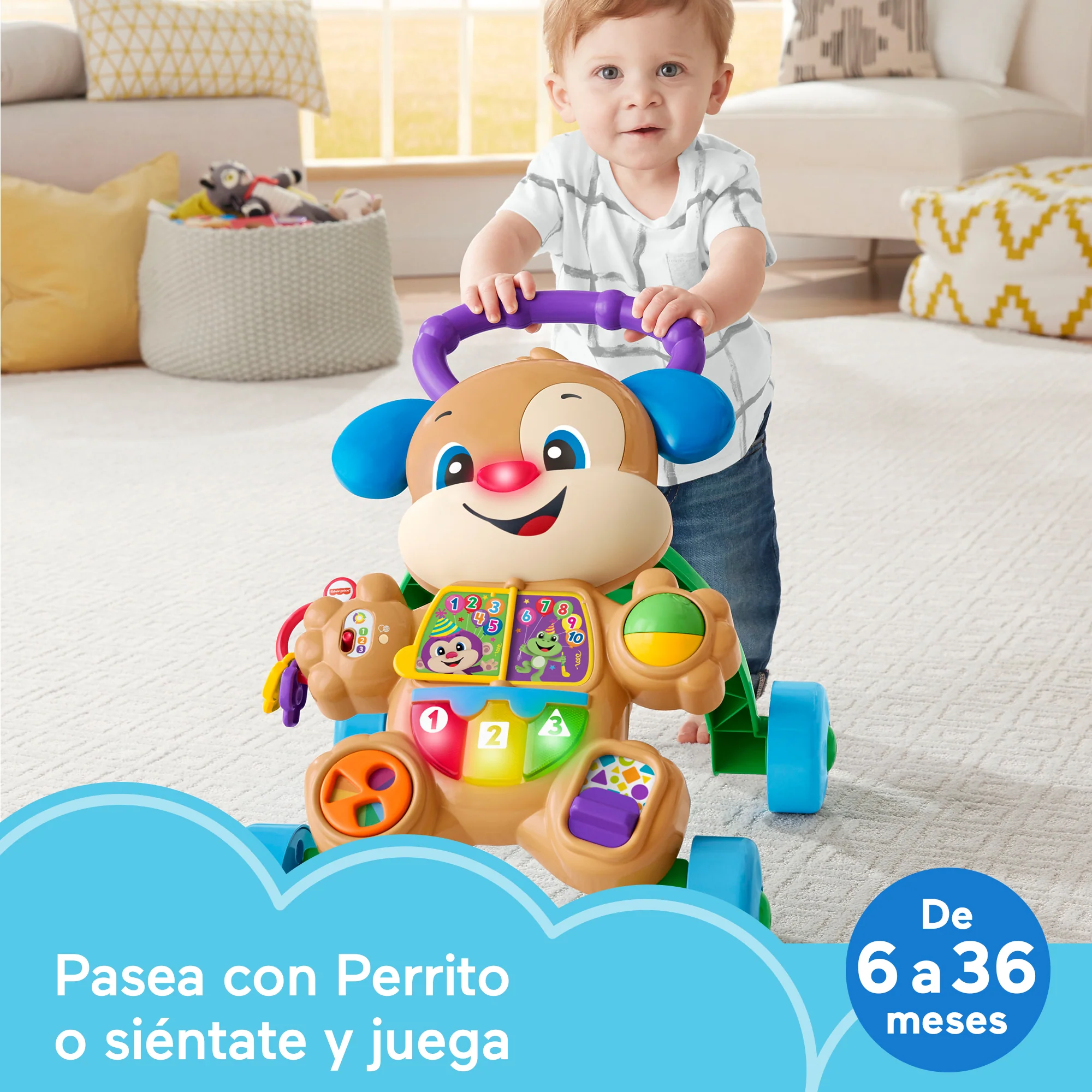Juguete Electrónico Para Bebés Laugh & Learn De Fisher-Price, Andador Perrito Primeros Pasos De Laugh & Learn Con Smart Stages, Edición Multilingüe - Image 2