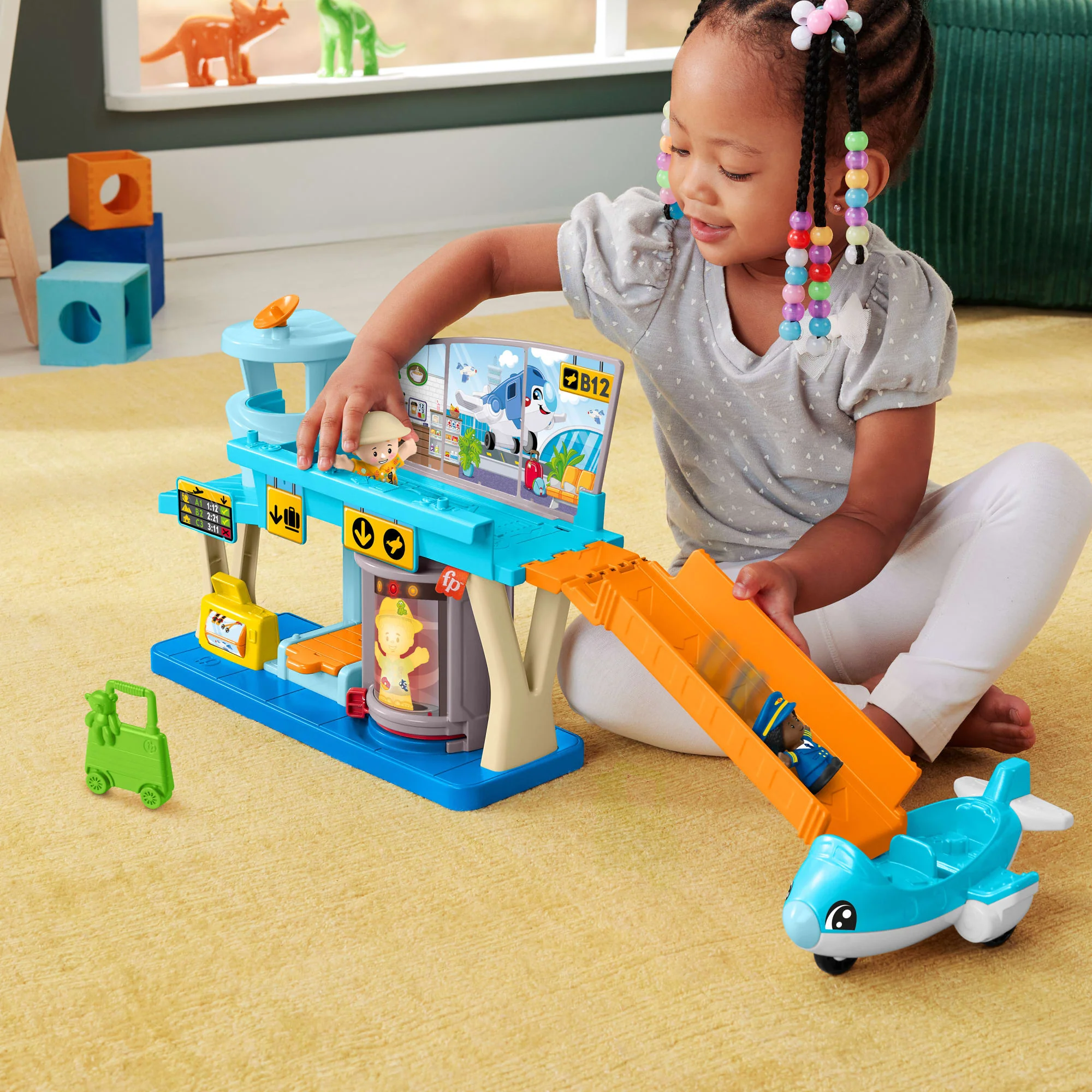 Fisher-Price Little People Eğlenceli Havaalanı, Uçak Ve 3 Oyun Aksesuarı, Bebekler Için Oyun Seti - Image 2