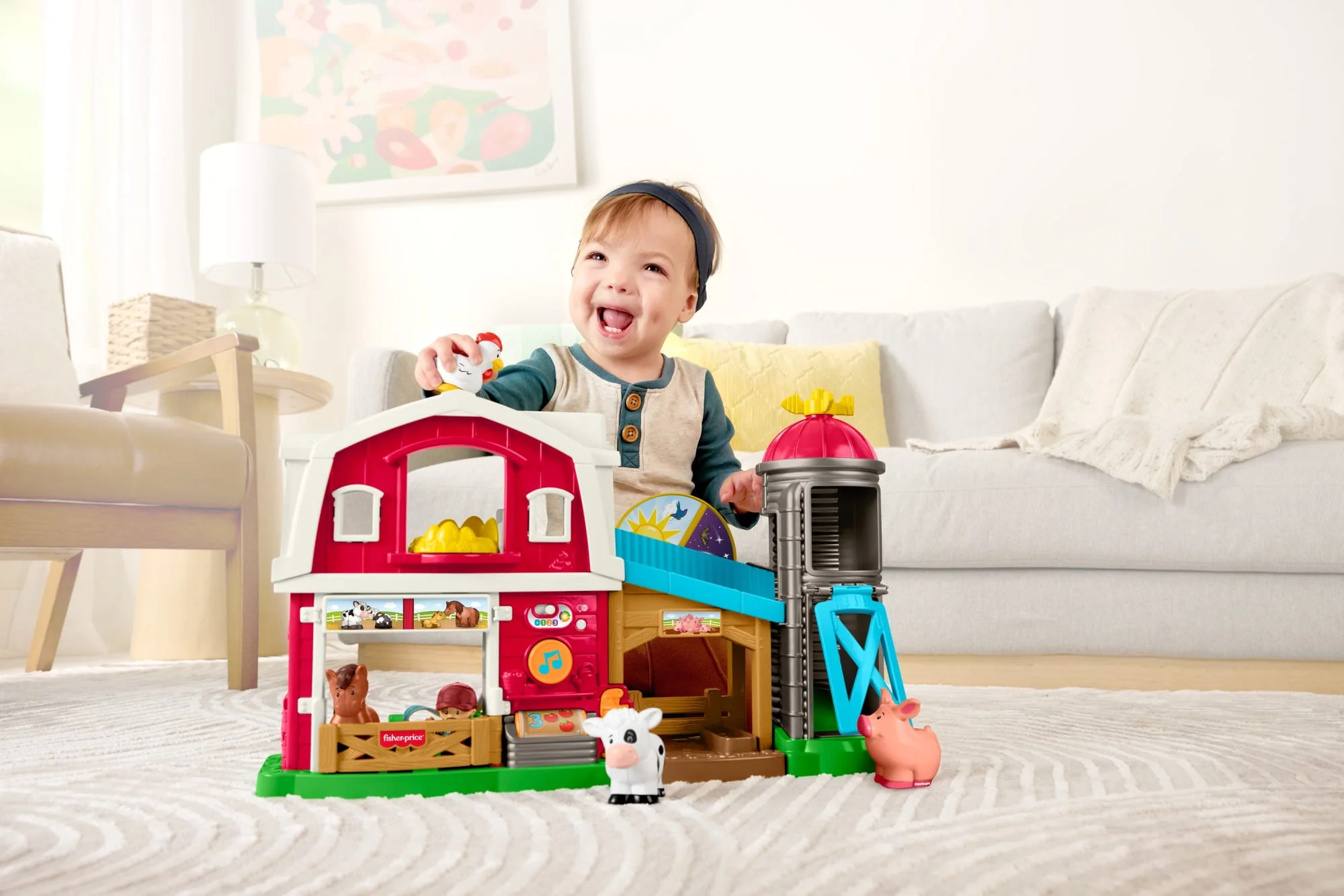 Little People Muzyczna farma Opieka nad zwierzątkami Zestaw farma dla dzieci Zabawka interaktywna 1+ Wersja wielojęzykowa - Image 3