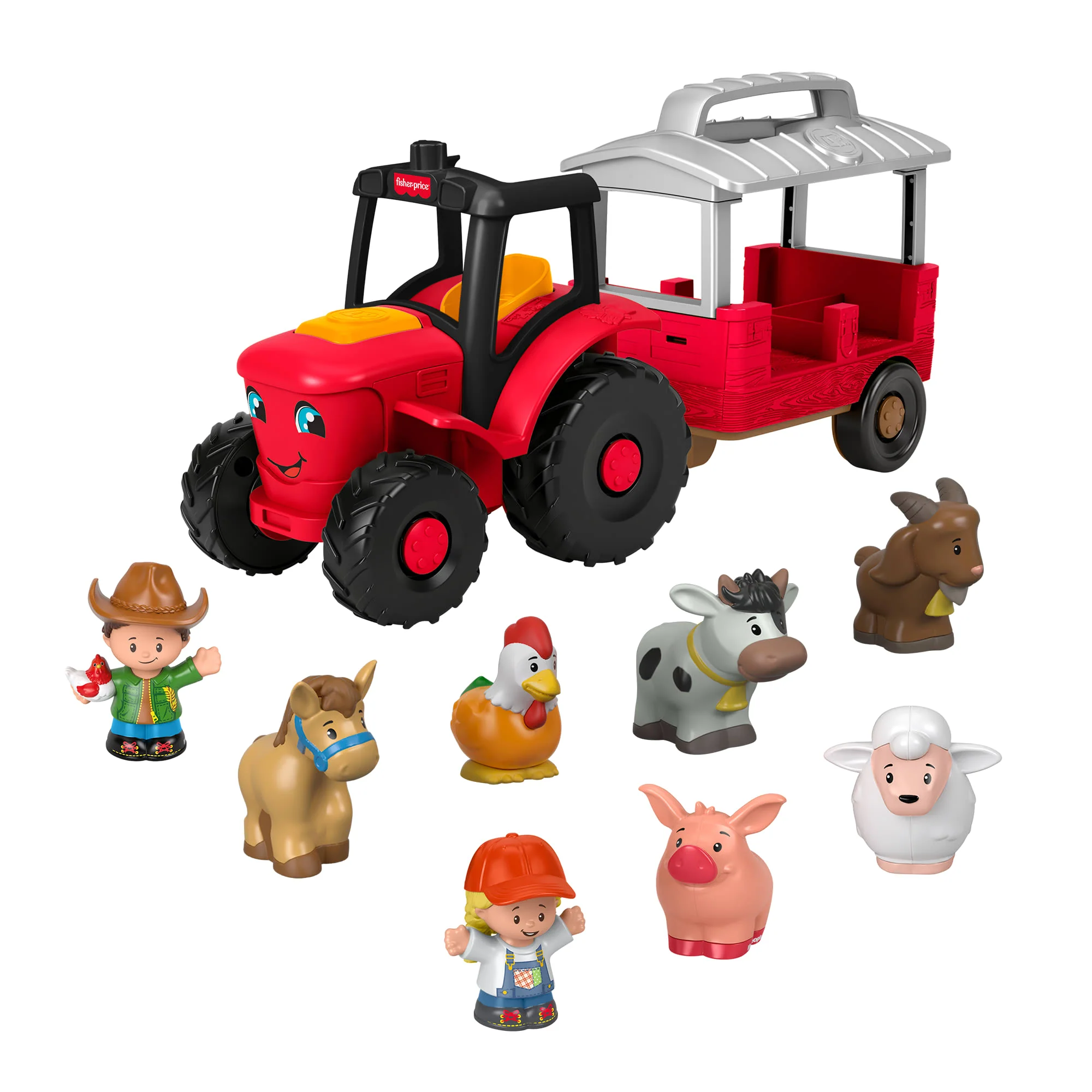 Fisher-Price Little People Dierenverzorgingsboerderij Tractor Cadeauset, Muzikale Tractor Met Figuren