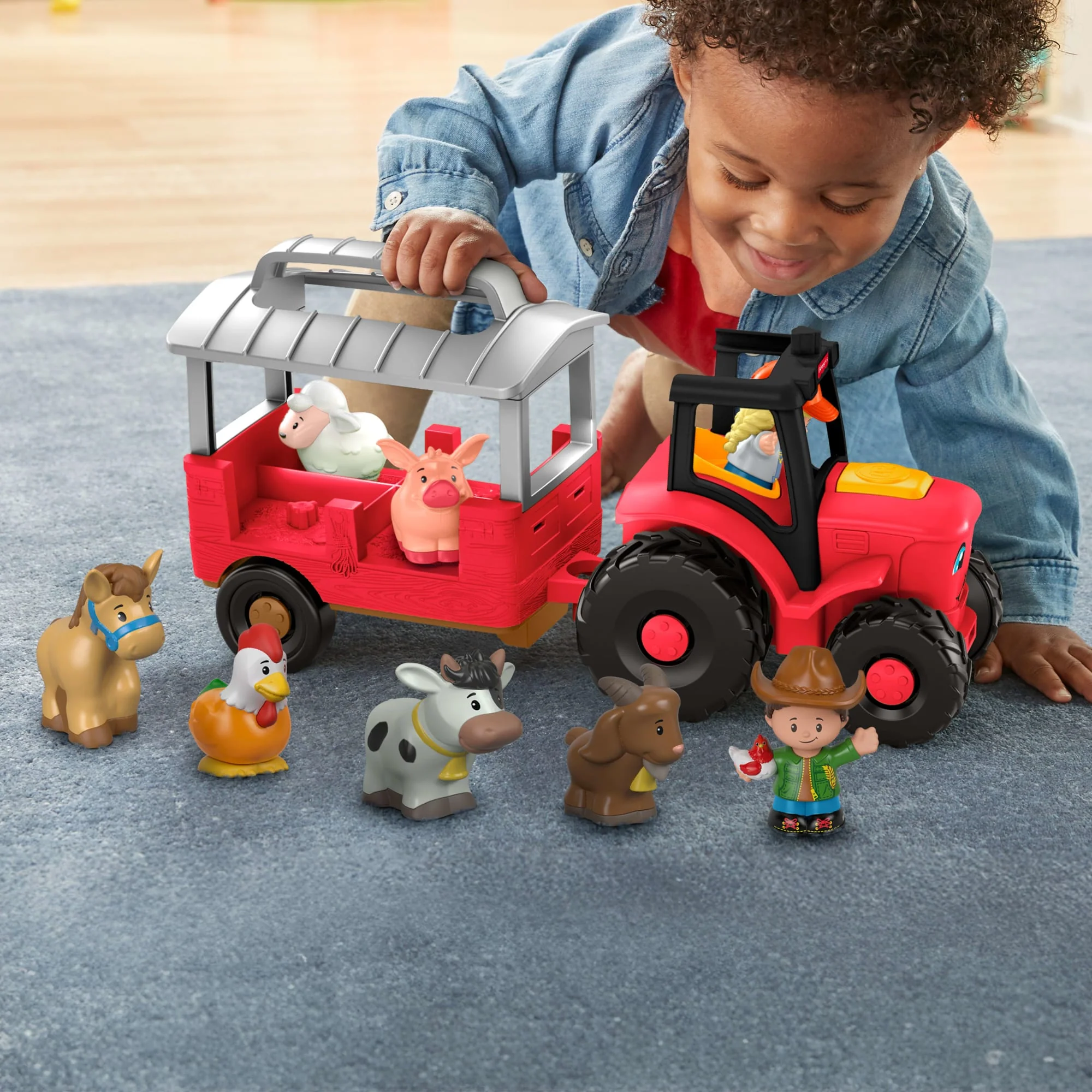 Fisher-Price Little People Dierenverzorgingsboerderij Tractor Cadeauset, Muzikale Tractor Met Figuren - Image 2