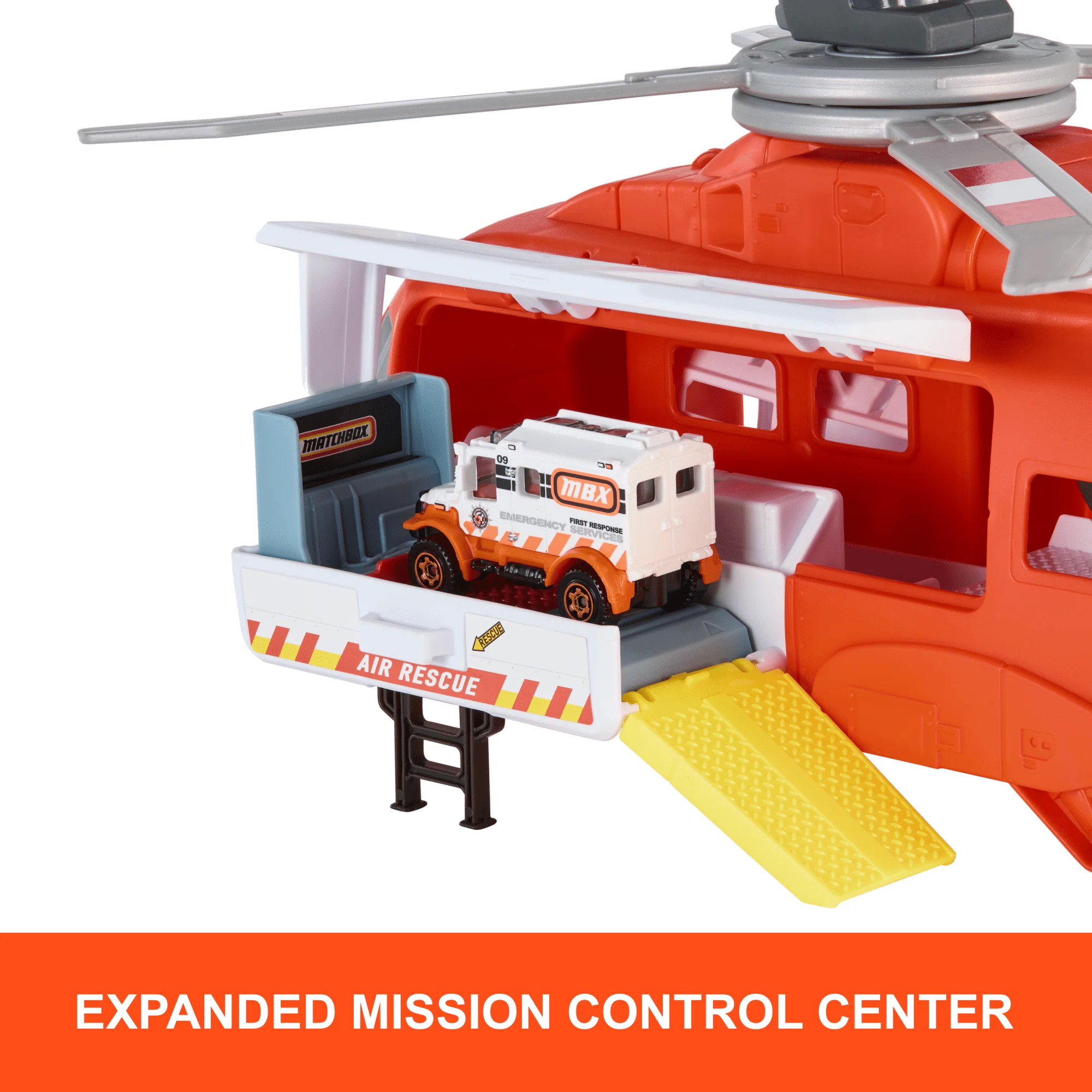 Matchbox Action Drivers Matchbox Rescue Helicopter,16-In Large-Scale Helicopter With 1:64 Scale Die-Cast Toy Ambulance - Image 3