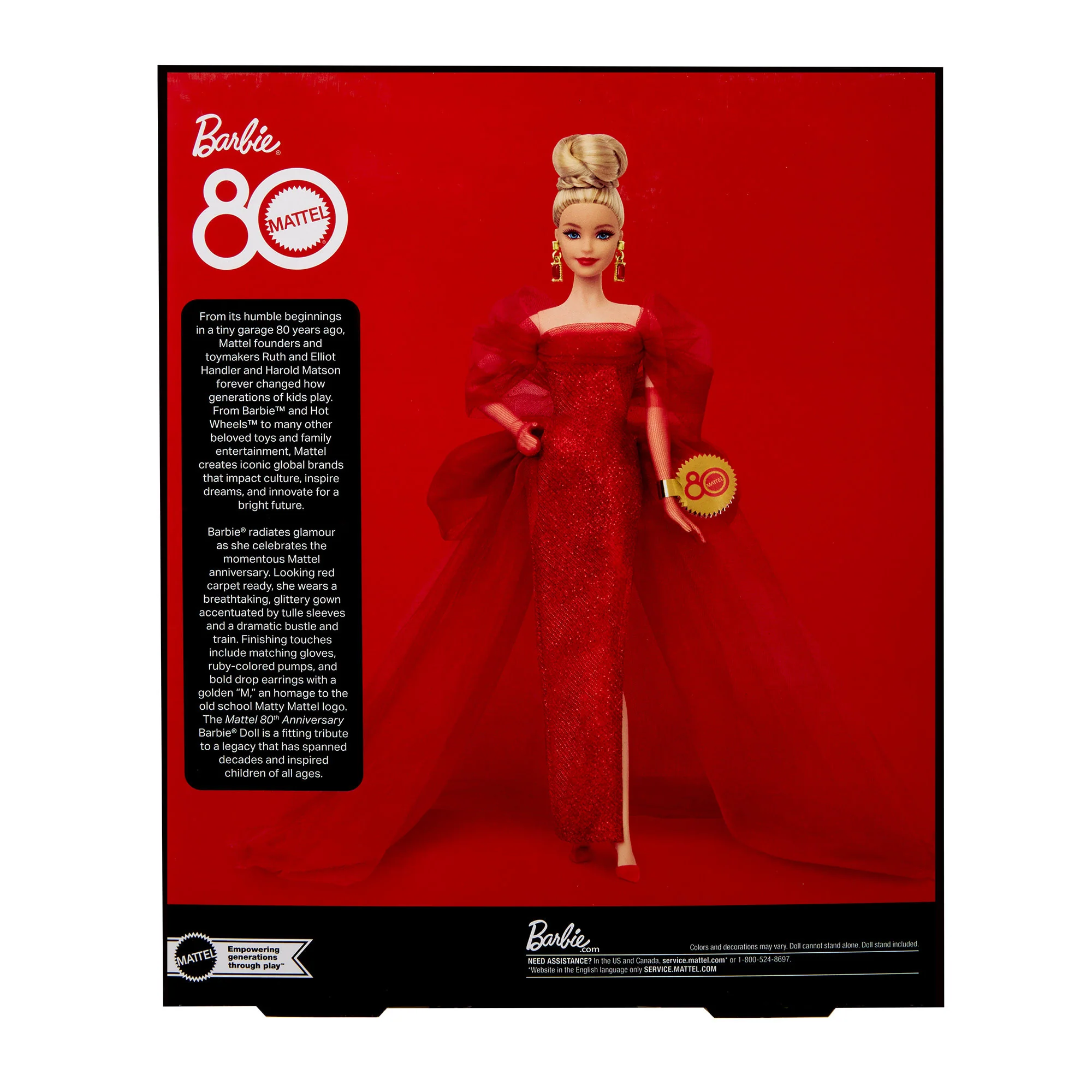 Barbie Signature Sammelpuppe Zum 80. Jubiläum Von Mattel, Glitzerndes Rotes Tüllkleid, Blondes Haar - Image 6