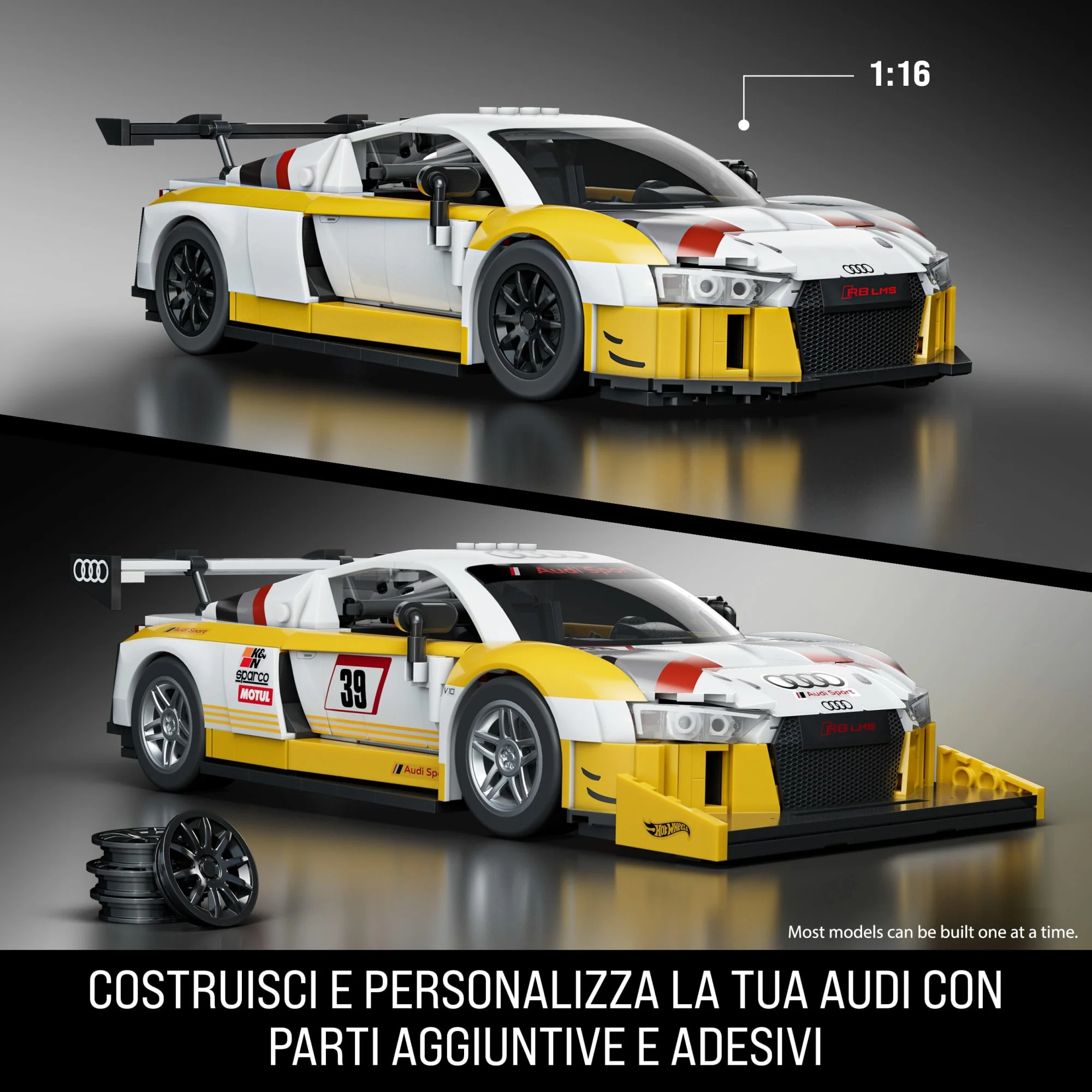 Mattel Brick Shop Hot Wheels '15 Audi R8 Lms, Kit Giocattolo Da Costruire (820 Pezzi) Per Collezionisti - Image 3