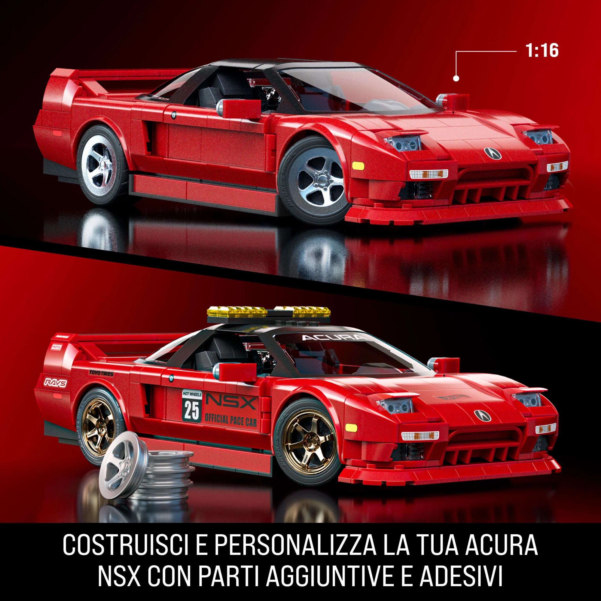 Mattel Brick Shop Hot Wheels ’90 Acura Nsx, Giocattolo Da Costruire (876 Pezzi) Per Collezionisti - Image 3