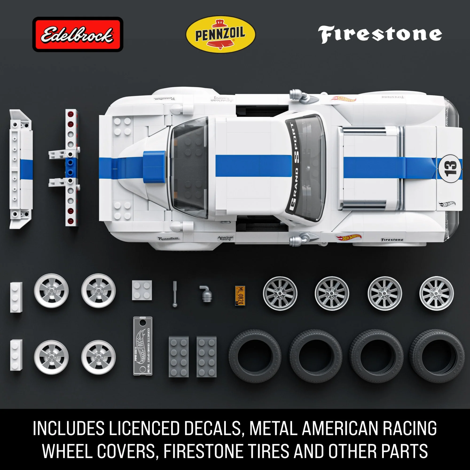 Mattel Brick Shop Hot Wheels Corvette Grand Sport Building Toy Kit (918 Pieces), For Collectors - Image 4