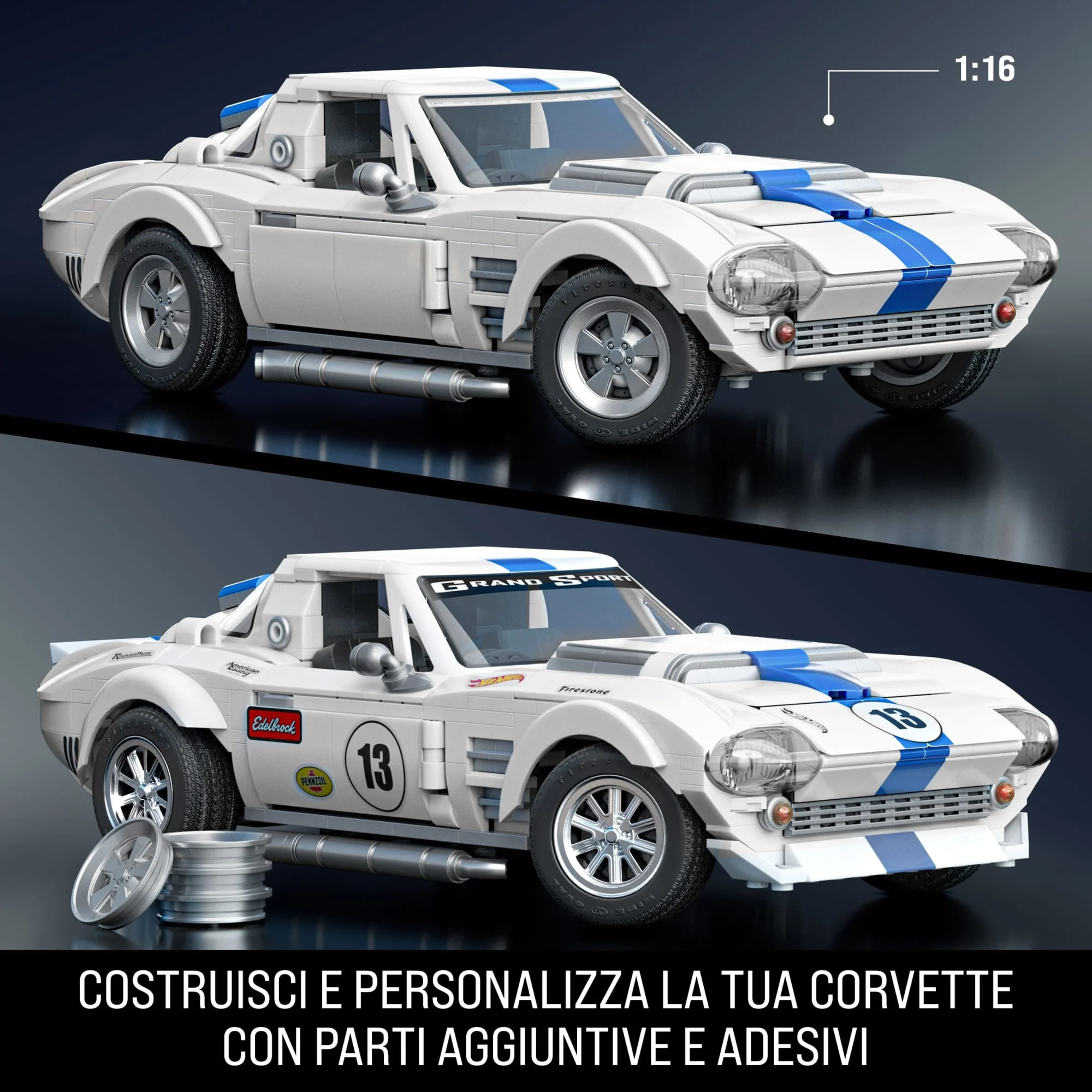 Mattel Brick Shop Hot Wheels Corvette Grand Sport, Kit Giocattolo Da Costruire (918 Pezzi) Per Collezionisti - Image 3