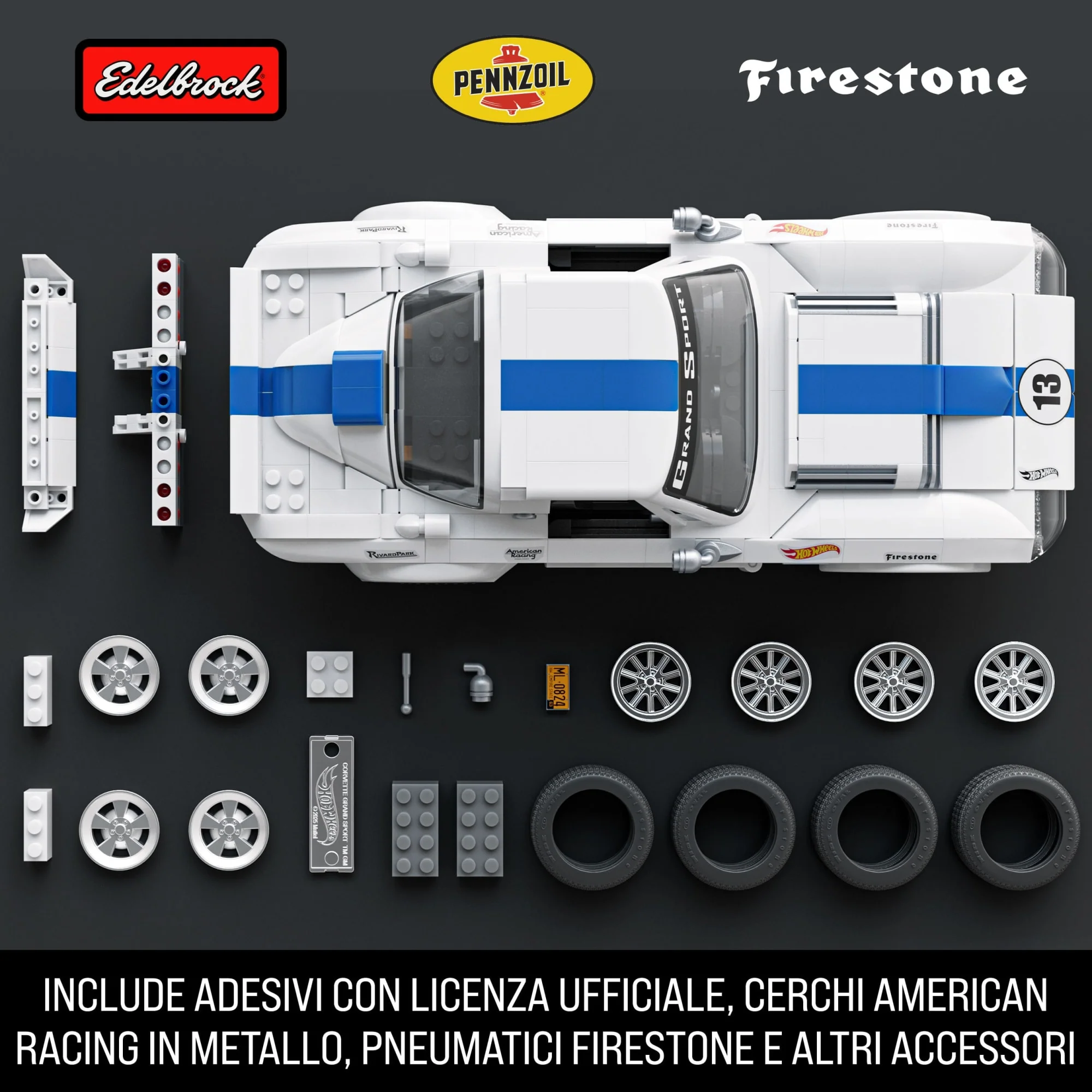 Mattel Brick Shop Hot Wheels Corvette Grand Sport, Kit Giocattolo Da Costruire (918 Pezzi) Per Collezionisti - Image 4