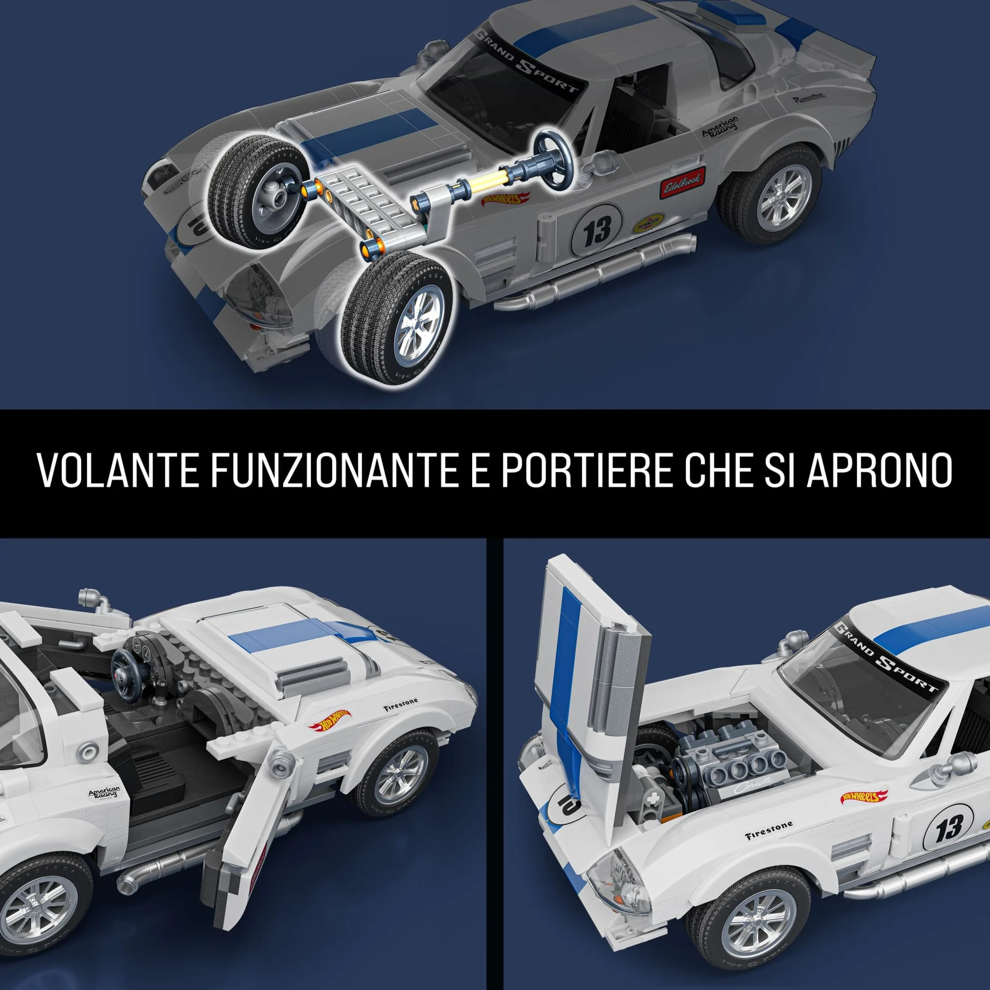 Mattel Brick Shop Hot Wheels Corvette Grand Sport, Kit Giocattolo Da Costruire (918 Pezzi) Per Collezionisti - Image 6