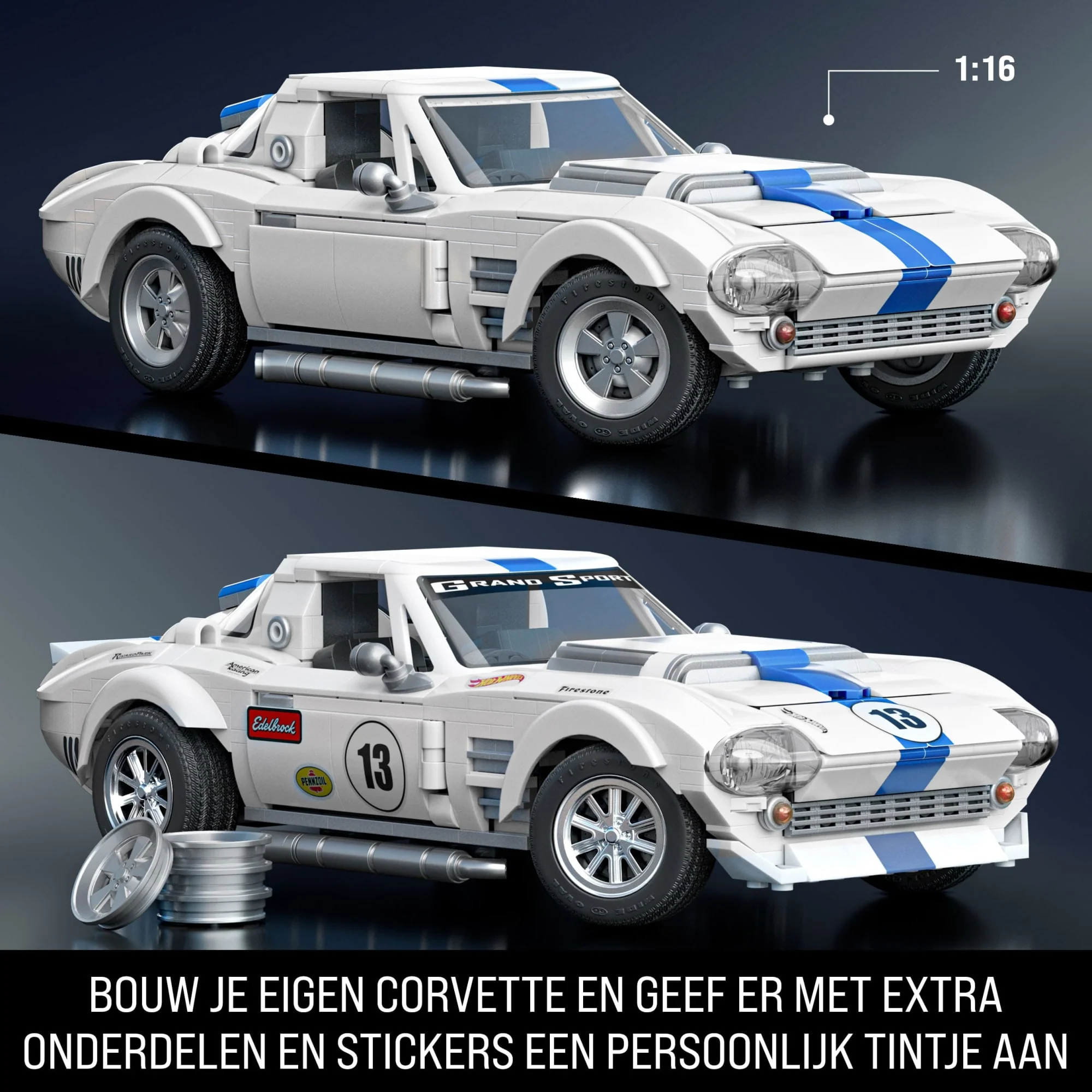 Mattel Brick Shop Hot Wheels Corvette Grand Sport, Bouwspeelgoed (918 Onderdelen), Voor Verzamelaars - Image 3