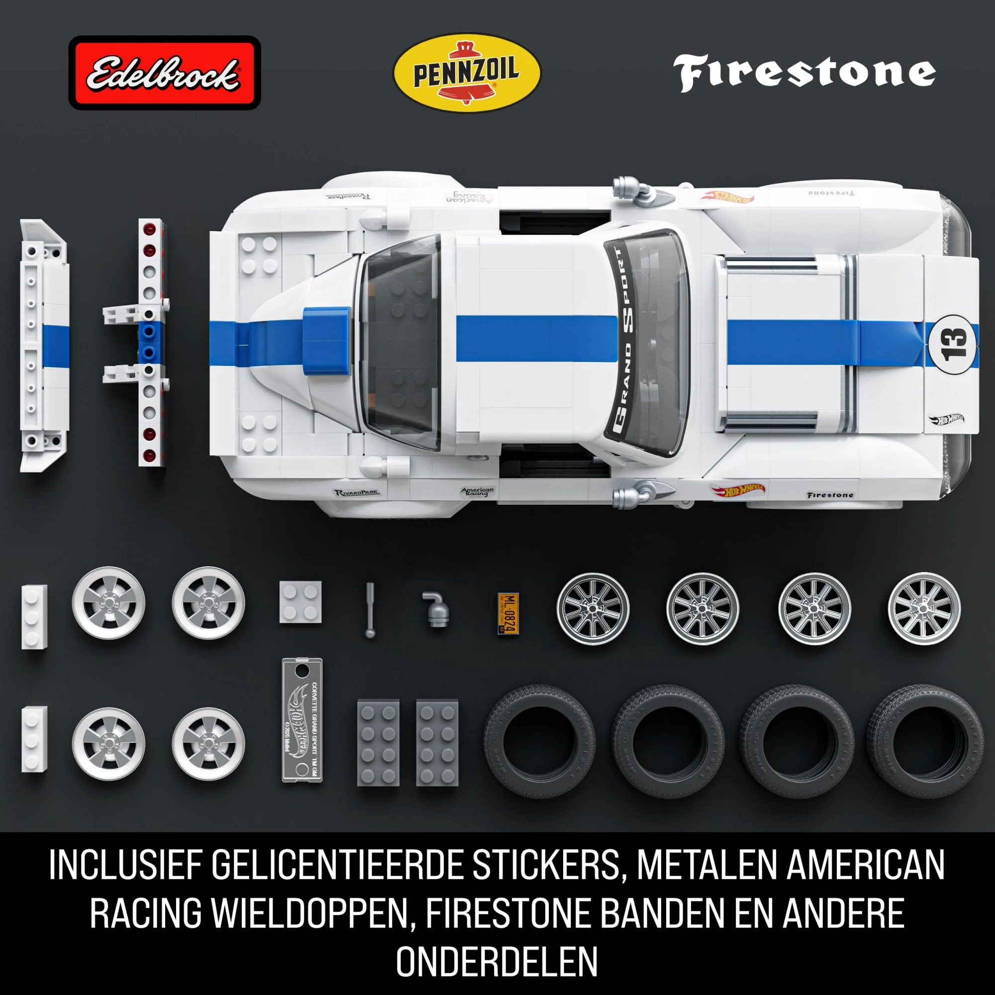Mattel Brick Shop Hot Wheels Corvette Grand Sport, Bouwspeelgoed (918 Onderdelen), Voor Verzamelaars - Image 4