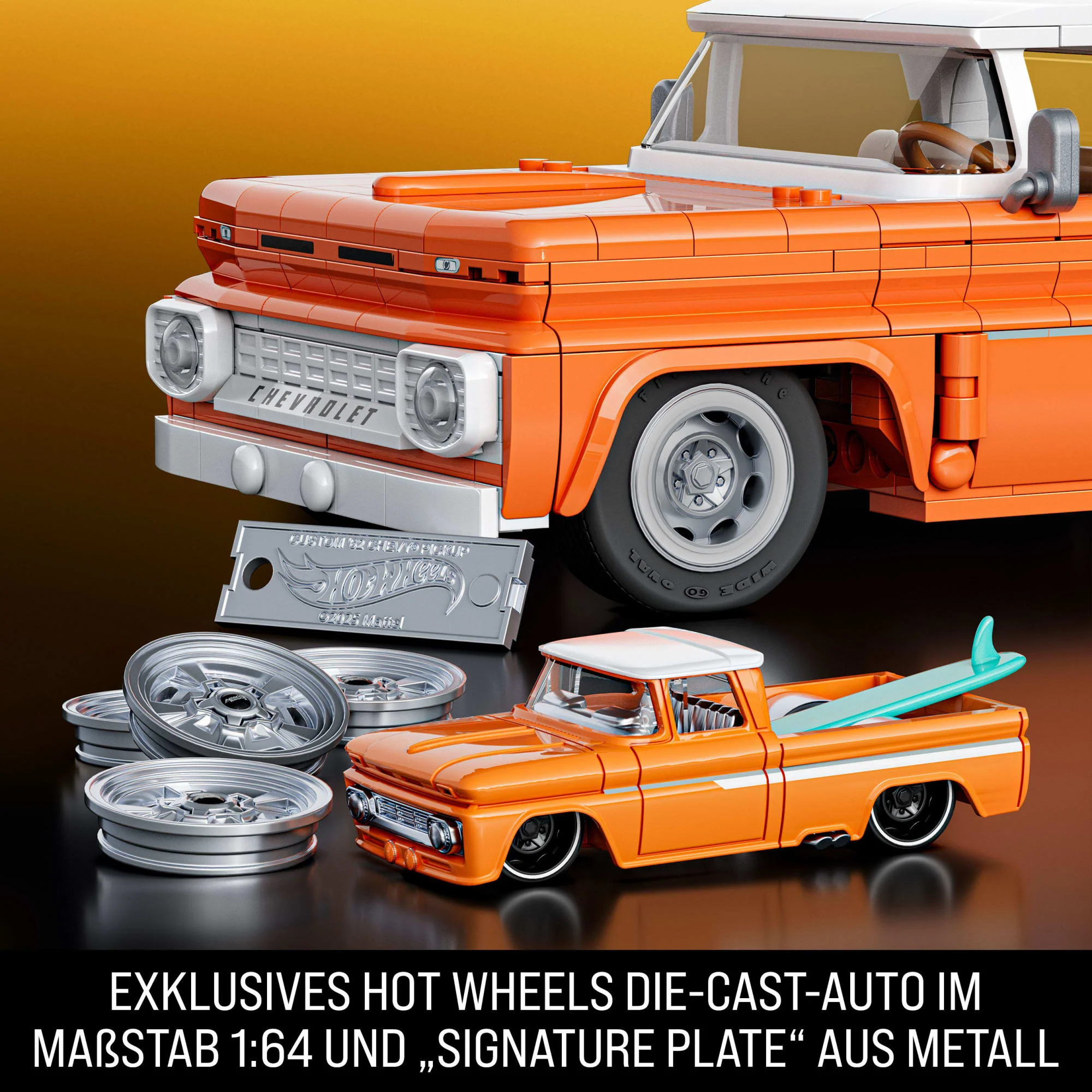 Mattel Brick Shop Hot Wheels Custom ’62 Chevy Pickup Bauset (858 Teile), Für Sammler - Image 5