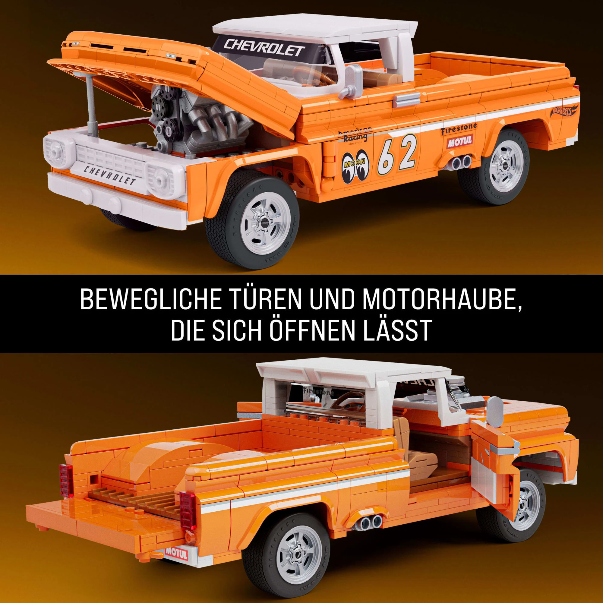 Mattel Brick Shop Hot Wheels Custom ’62 Chevy Pickup Bauset (858 Teile), Für Sammler - Image 6