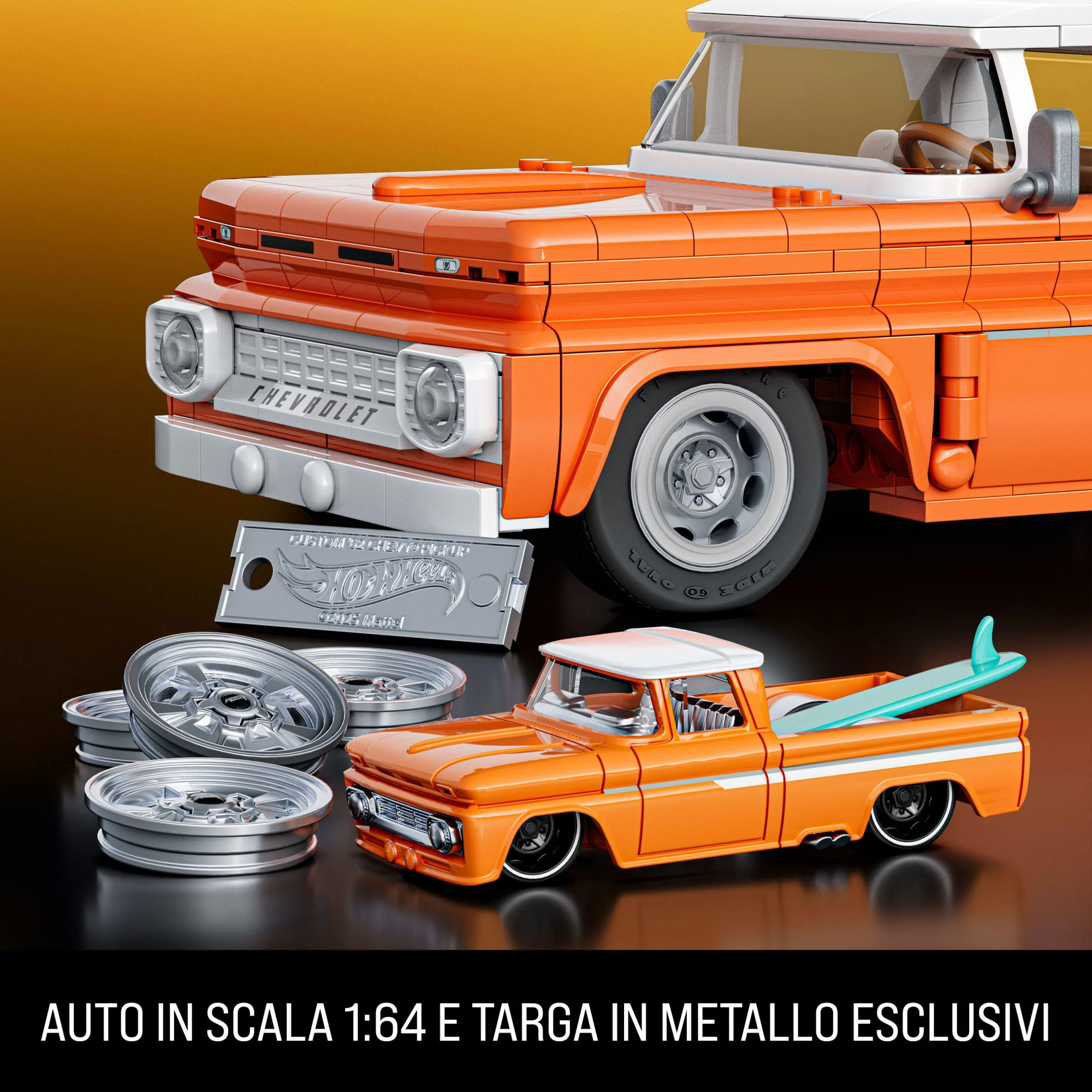 Mattel Brick Shop Hot Wheels Custom ’62 Chevy Pickup, Kit Giocattolo Da Costruire (858 Pezzi) Per Collezionisti - Image 5