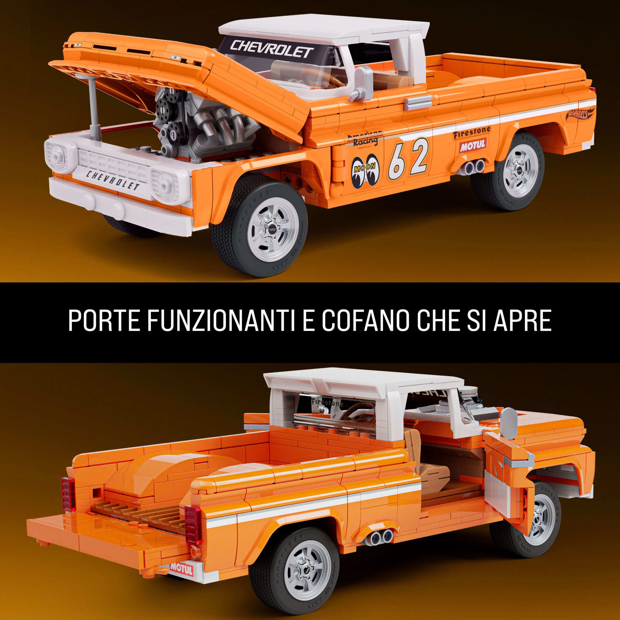 Mattel Brick Shop Hot Wheels Custom ’62 Chevy Pickup, Kit Giocattolo Da Costruire (858 Pezzi) Per Collezionisti - Image 6