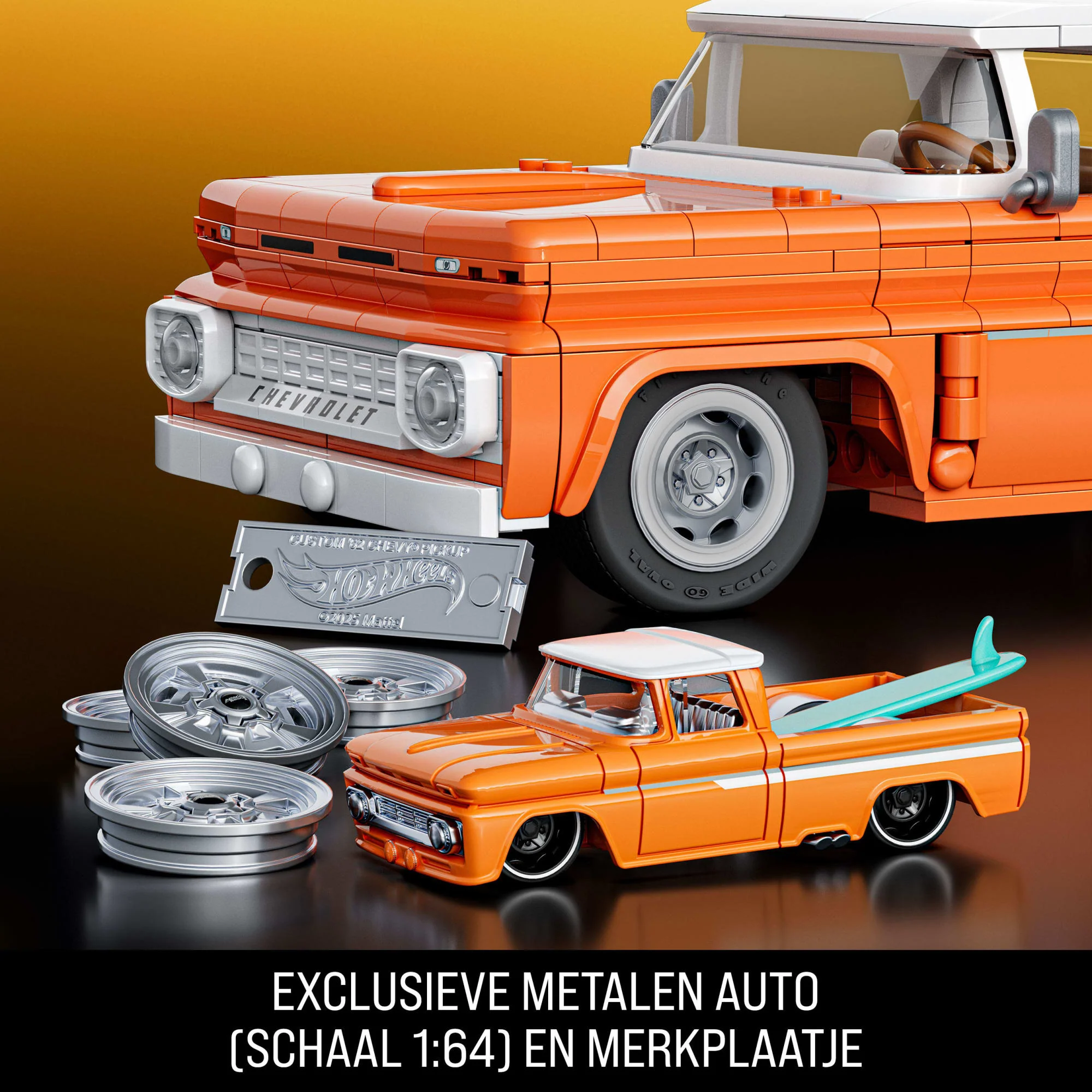 Mattel Brick Shop Hot Wheels Custom '62 Chevy Pickup, Bouwspeelgoed (858 Onderdelen), Voor Verzamelaars - Image 5
