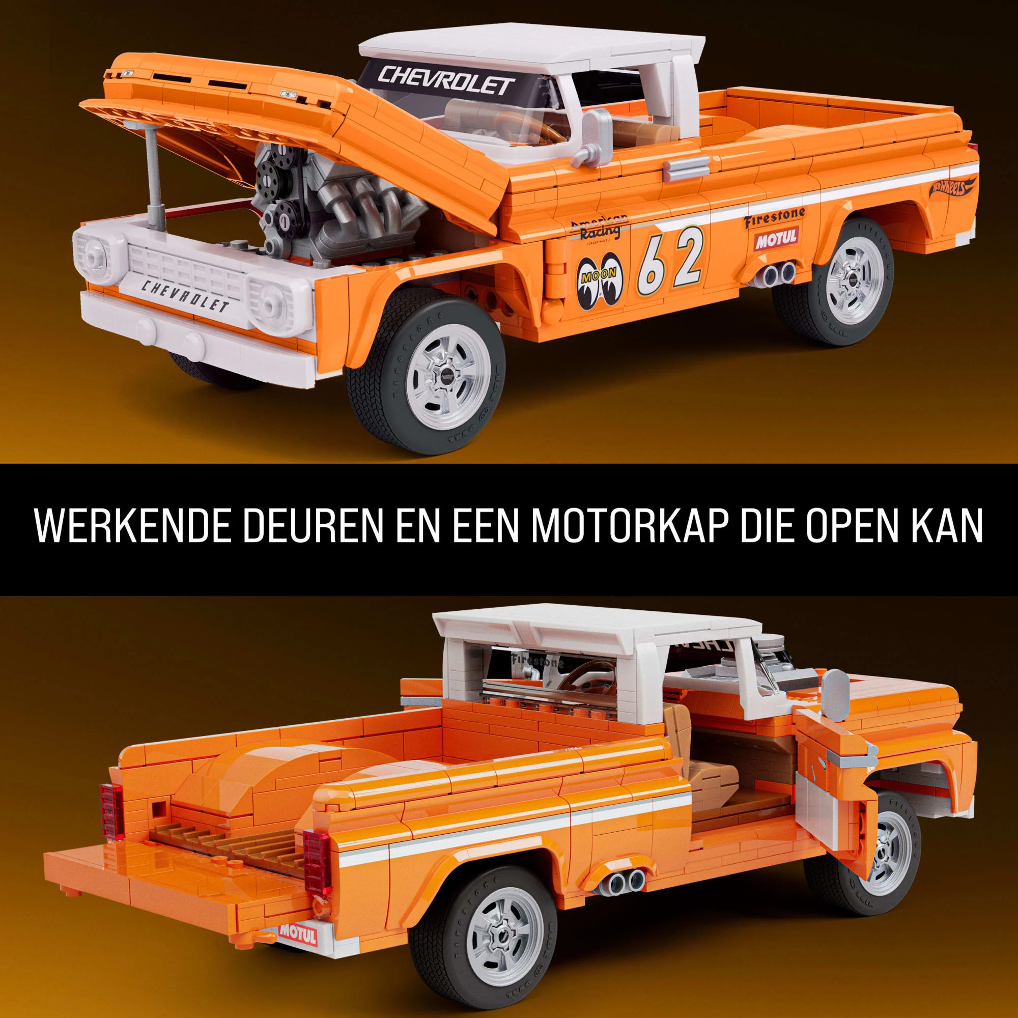 Mattel Brick Shop Hot Wheels Custom '62 Chevy Pickup, Bouwspeelgoed (858 Onderdelen), Voor Verzamelaars - Image 6