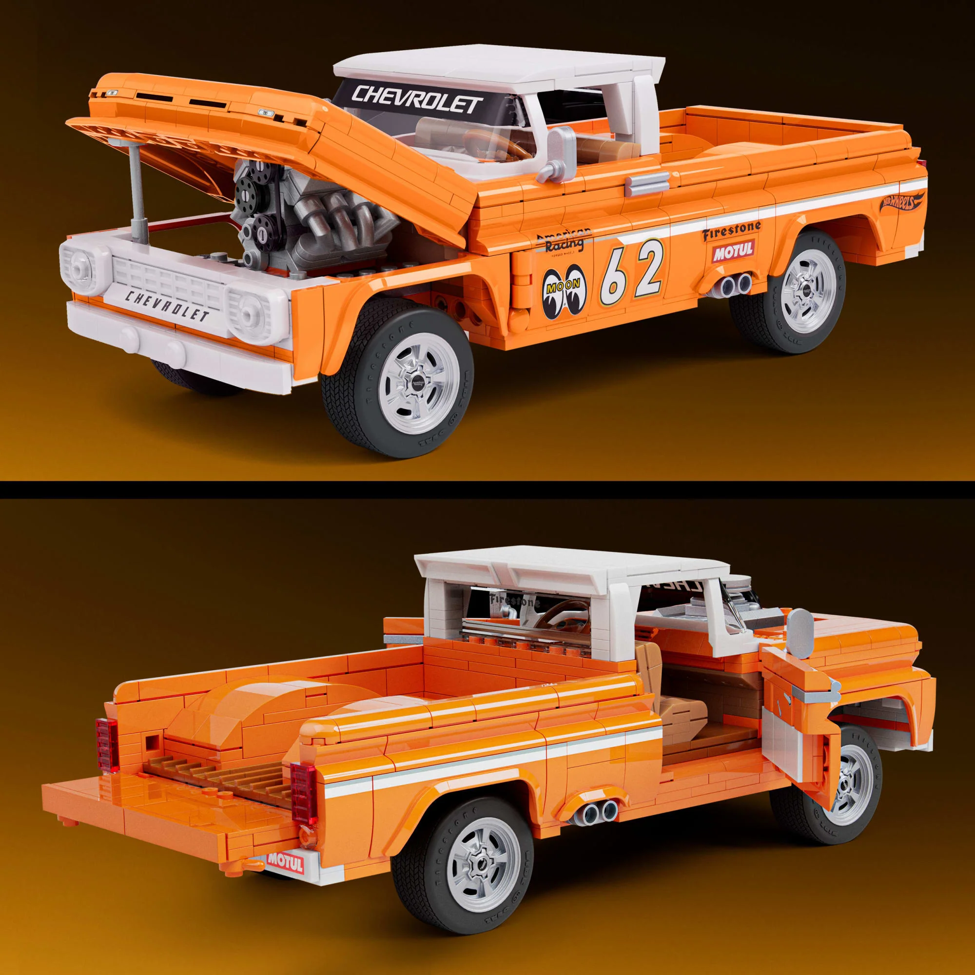 Mattel Brick Shop Hot Wheels Custom '62 Chevy Pickup Oyuncağı Seti (858 Parça), Koleksiyoncular Için - Image 6