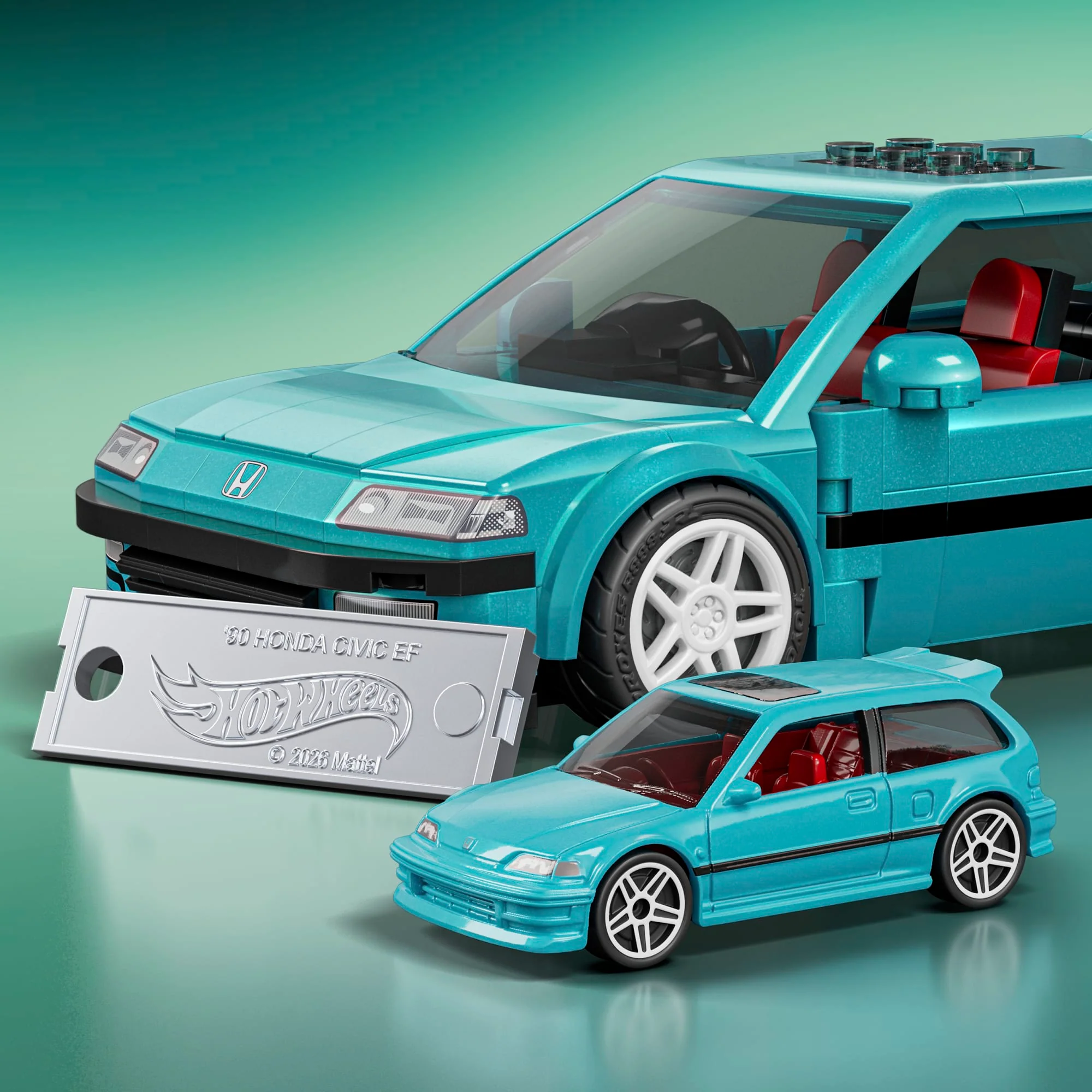 Conjunto De Construcción Del Custom '90 Honda Civic Ef De Hot Wheels De Mattel Brick Shop (248 Piezas) Para Coleccionistas - Image 5