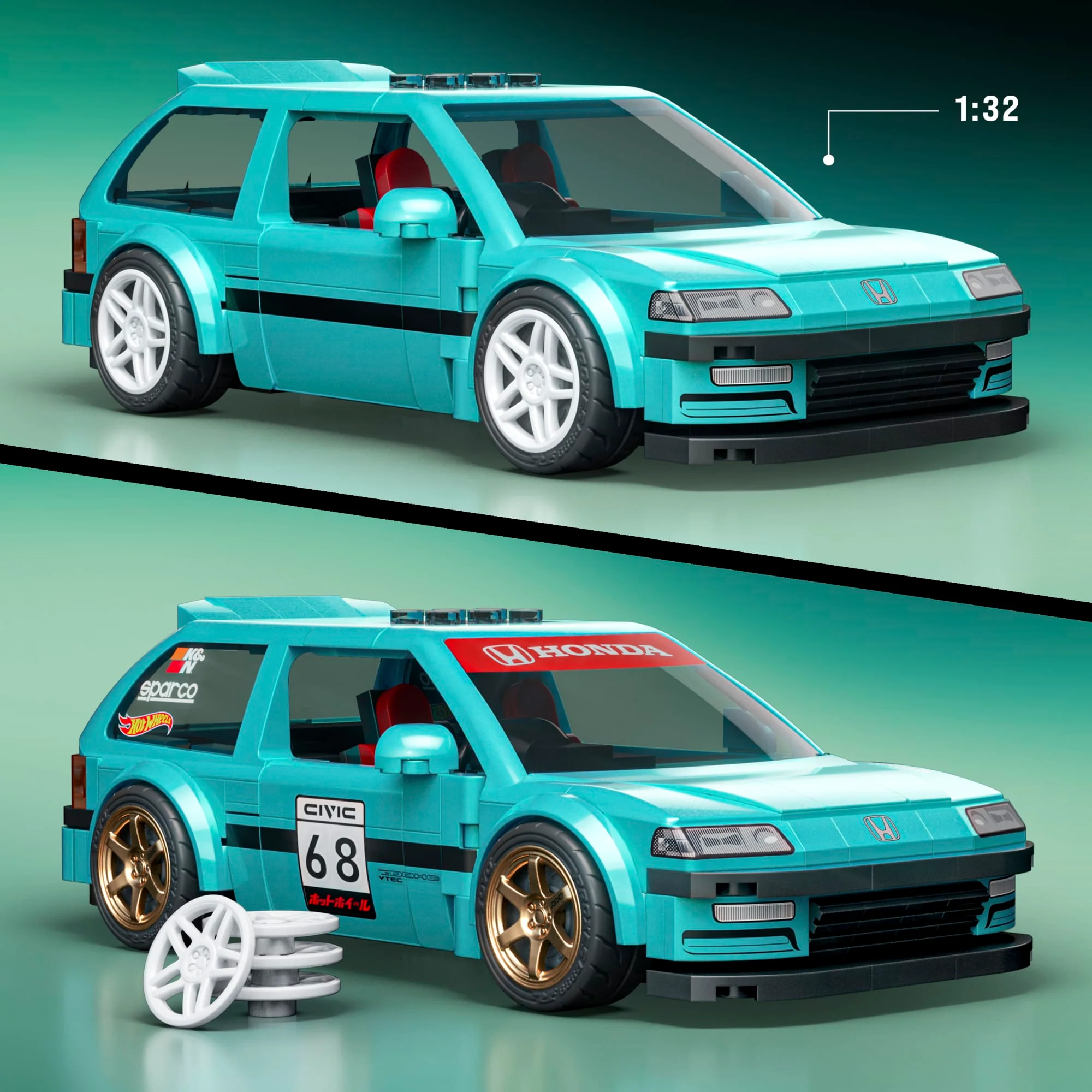 Hot Wheels-Coffret De Construction Custom Honda Civic Ef De 1990 - Image 3