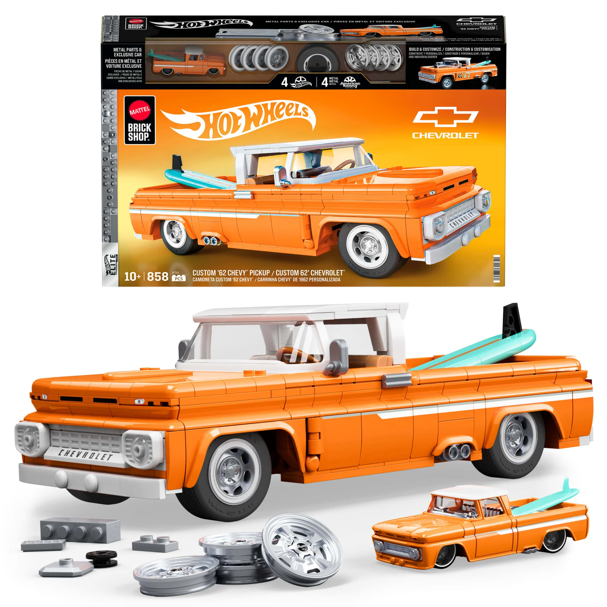 Mattel Brick Shop Σετ Κατασκευής Hot Wheels Custom ’62 Chevy Pickup (858 Κομμάτια), Για Συλλέκτες