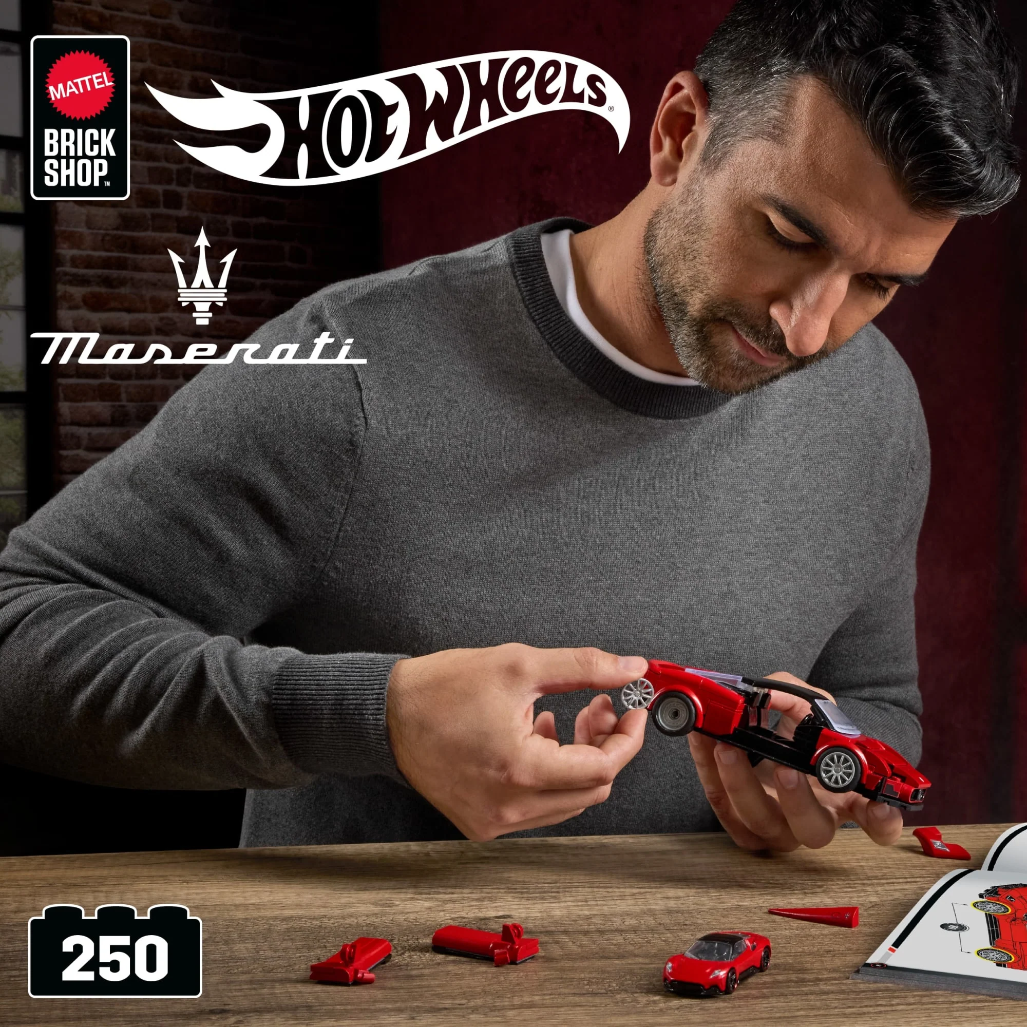 Mattel Brick Shop Hot Wheels Maserati Mc20 Building Toy Kit (250 Pieces), For Collectors - Image 2
