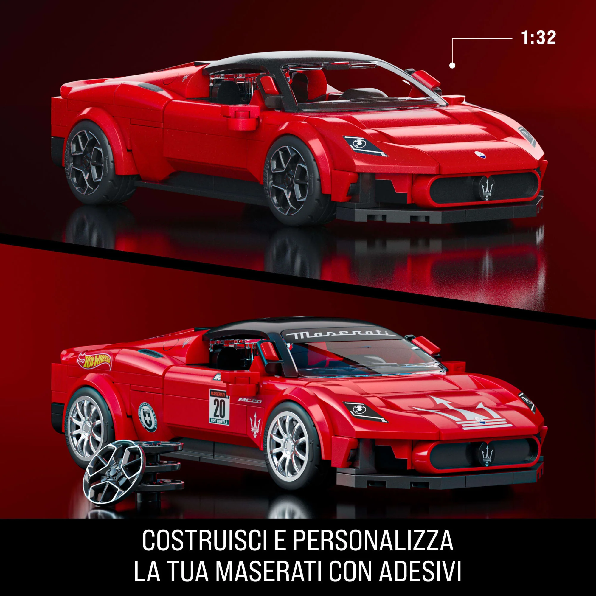 Mattel Brick Shop Hot Wheels Maserati Mc20, Kit Giocattolo Da Costruire (250 Pezzi) Per Collezionisti - Image 3