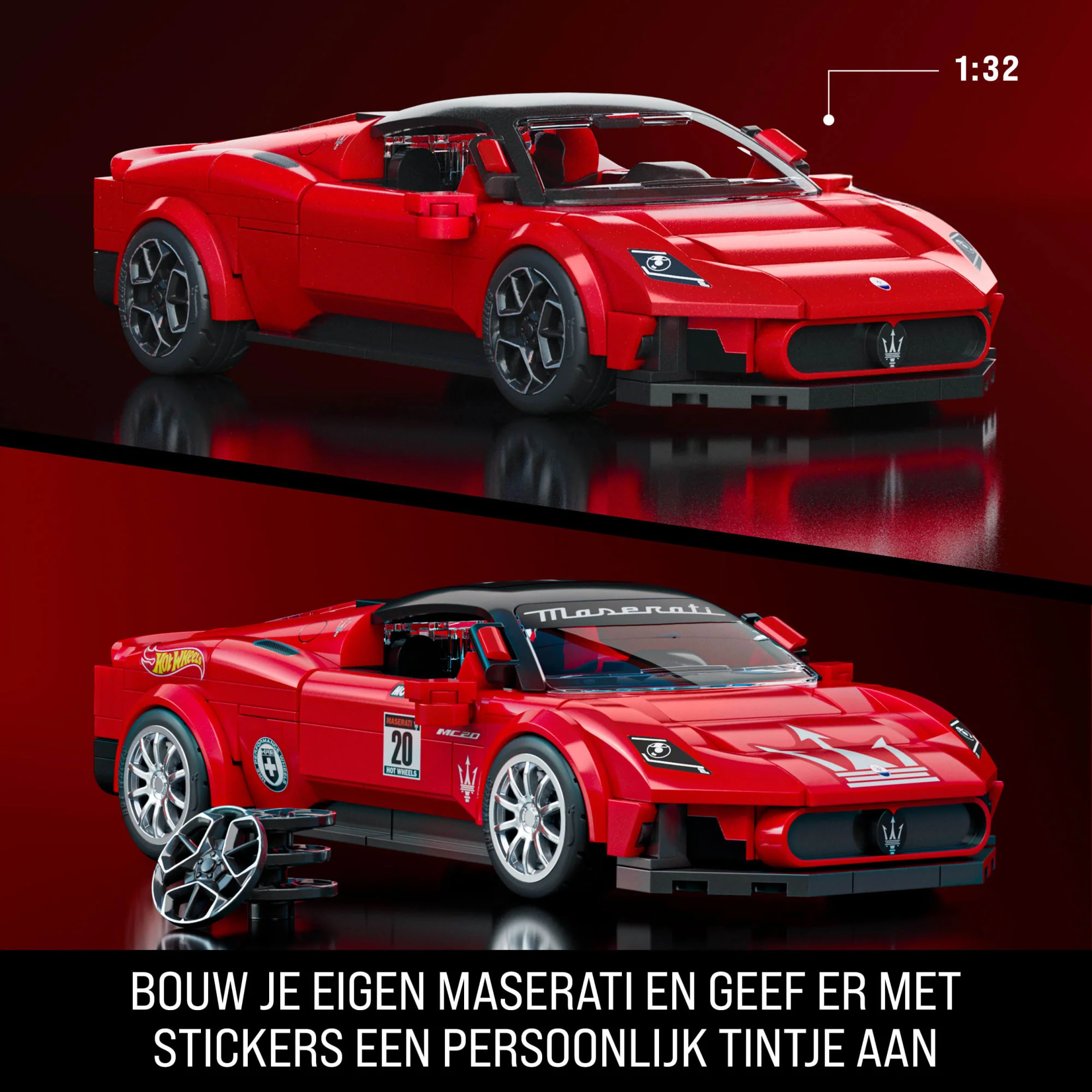 Mattel Brick Shop Hot Wheels Maserati Mc20, Bouwspeelgoed (250 Onderdelen), Voor Verzamelaars - Image 3