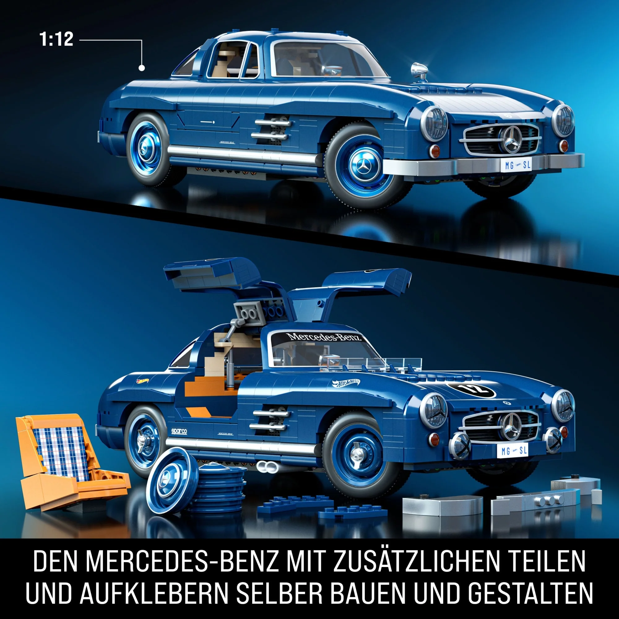 Mattel Brick Shop Hot Wheels Mercedes-Benz 300 Sl Bauset (1600 Teile), Für Sammler - Image 3