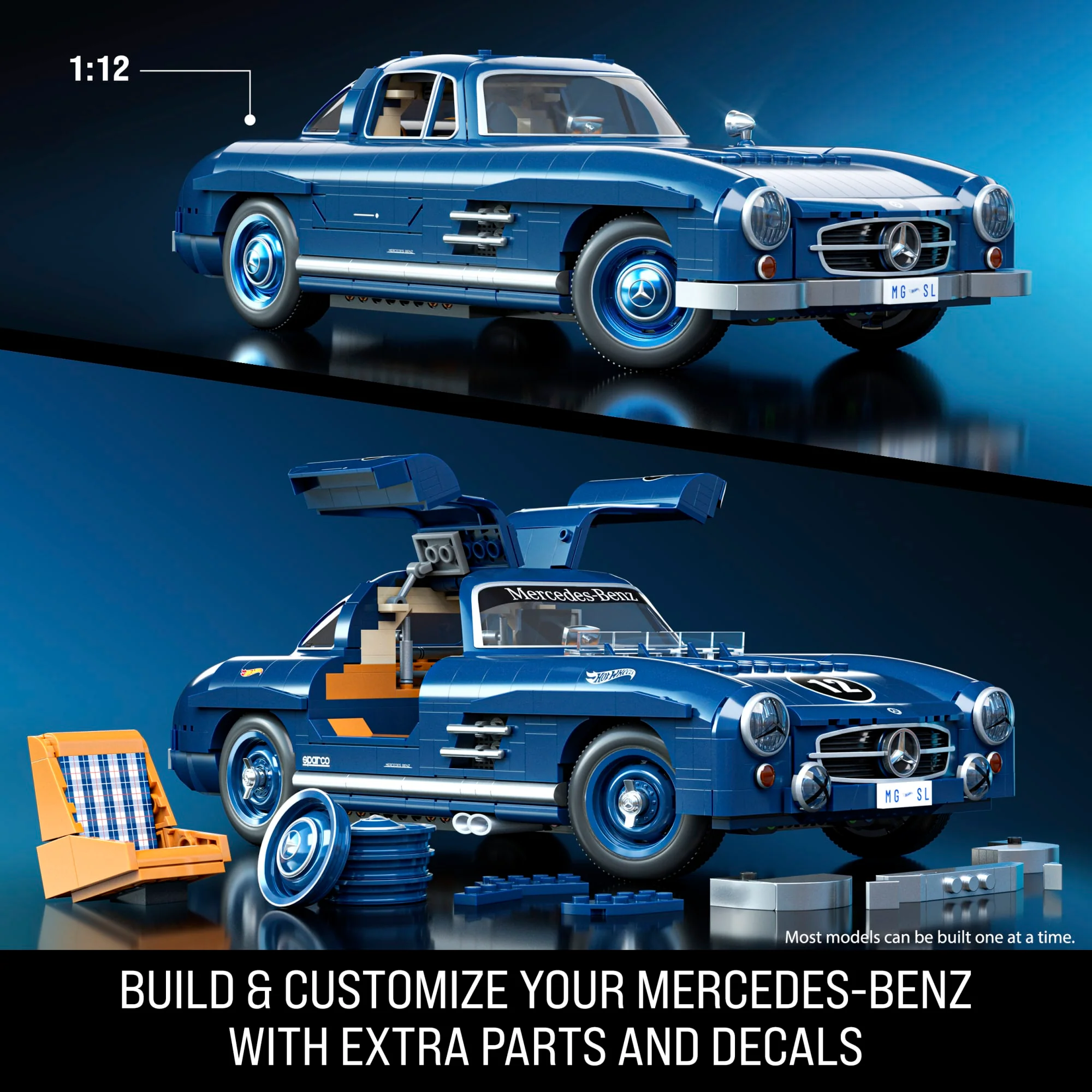 Mattel Brick Shop Hot Wheels Mercedes-Benz 300 Sl Building Toy Kit (1600 Pieces), For Collectors - Image 2