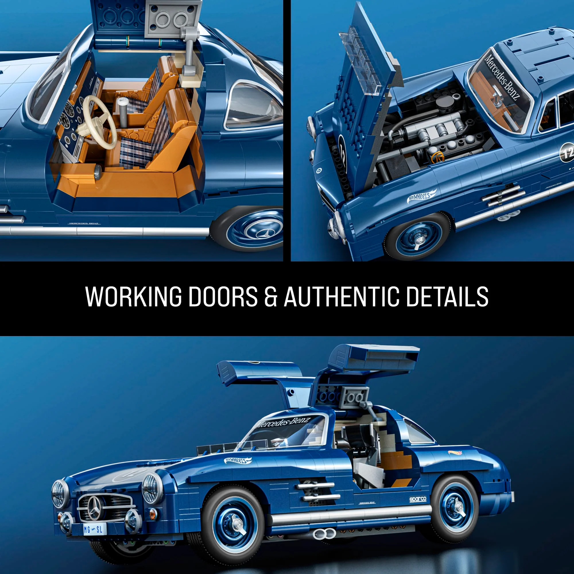 Mattel Brick Shop Hot Wheels Mercedes-Benz 300 Sl Building Toy Kit (1600 Pieces), For Collectors - Image 4