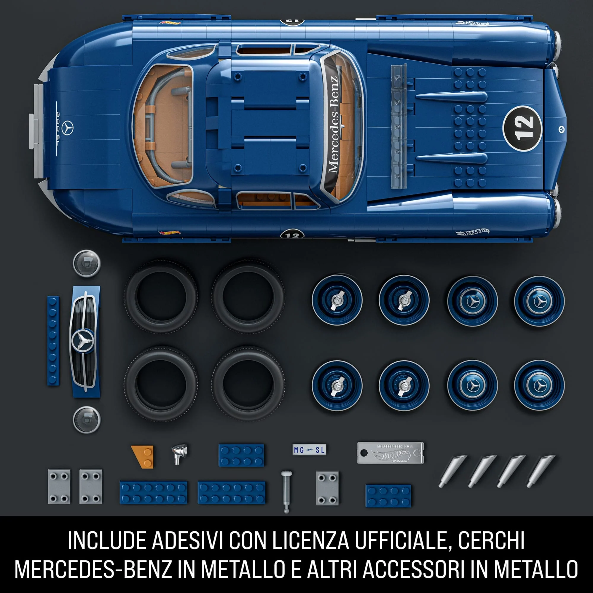 Mattel Brick Shop Hot Wheels Kit Da Costruzione Mercedes-Benz 300 Sl (1500 Pezzi) Per Collezionisti - Image 4